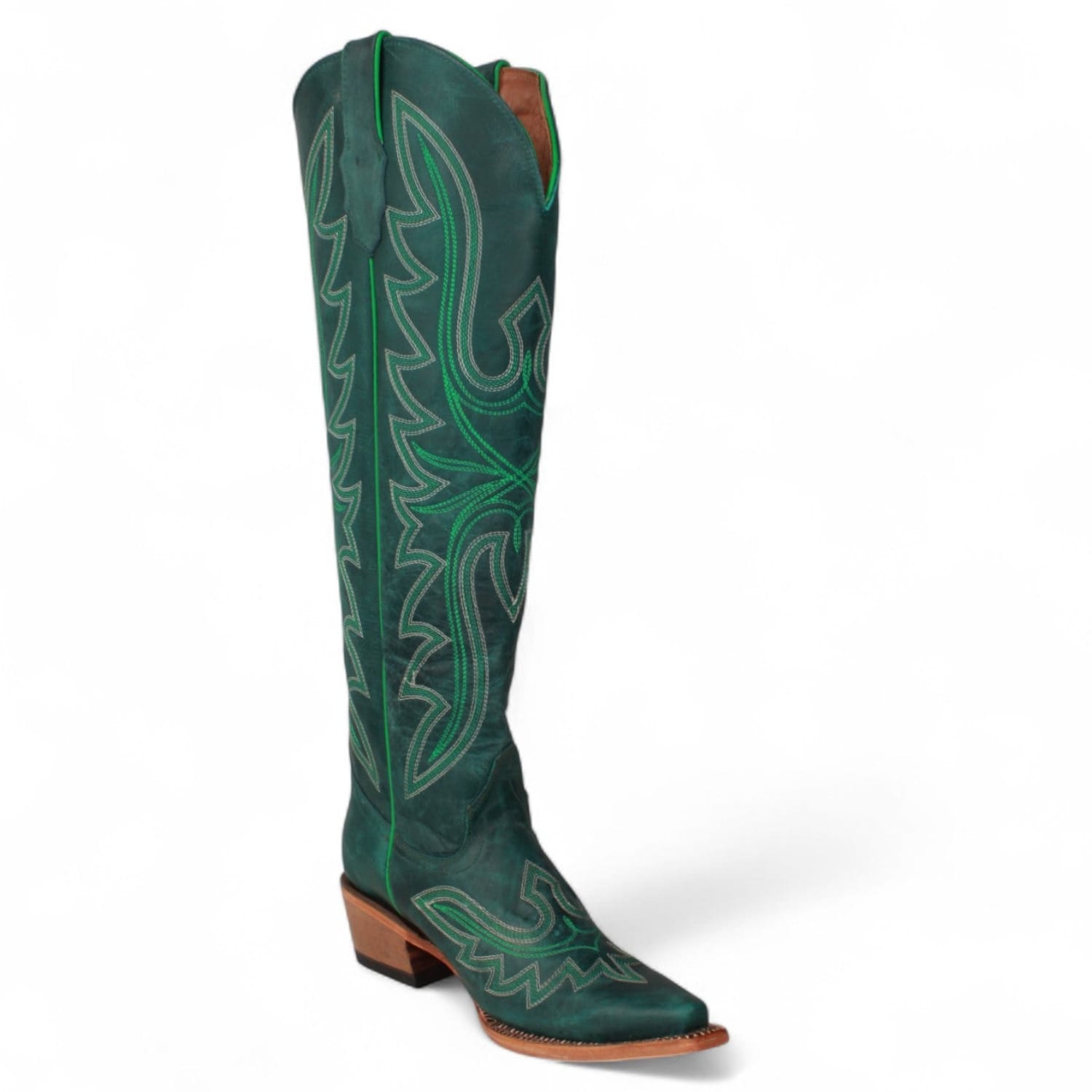 Tanner Mark Boots Boots Women's Fashion Heel Snip Toe Knee High Boots in Green - Tanner Mark Boots