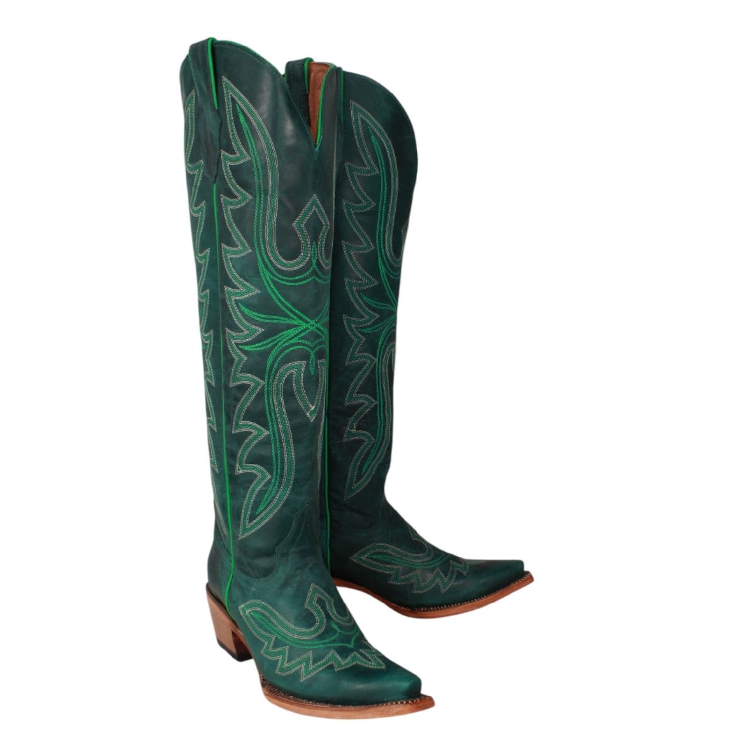 Tanner Mark Boots Boots Women's Fashion Heel Snip Toe Knee High Boots in Green - Tanner Mark Boots