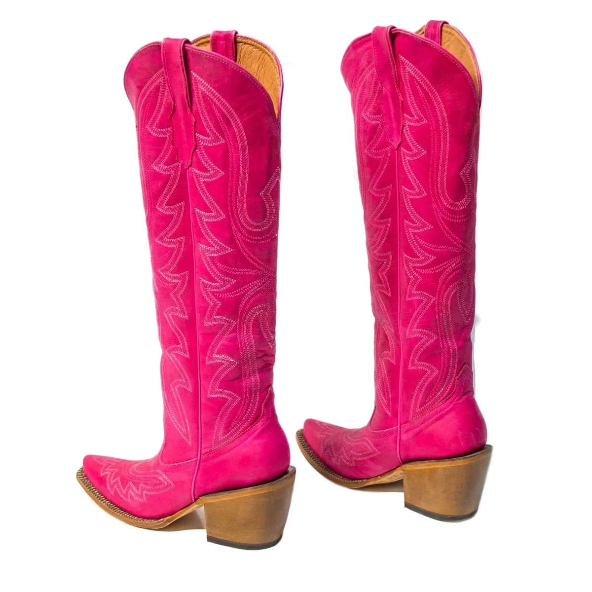 Tanner Mark Boots Boots Women's Fashion Heel Snip Toe Knee High Boots in Hot Pink - Tanner Mark Boots