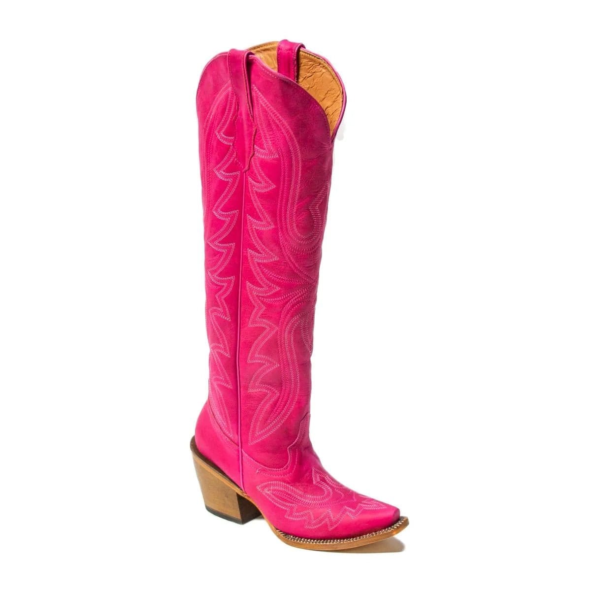Tanner Mark Boots Boots Women's Fashion Heel Snip Toe Knee High Boots in Hot Pink - Tanner Mark Boots