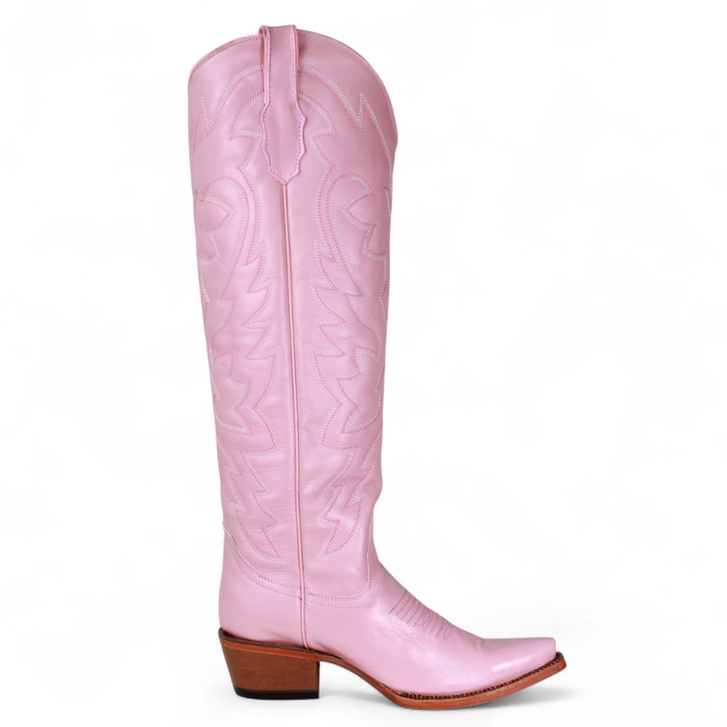 Tanner Mark Boots Boots Women's Fashion Heel Snip Toe Knee High Boots in Pink - Tanner Mark Boots
