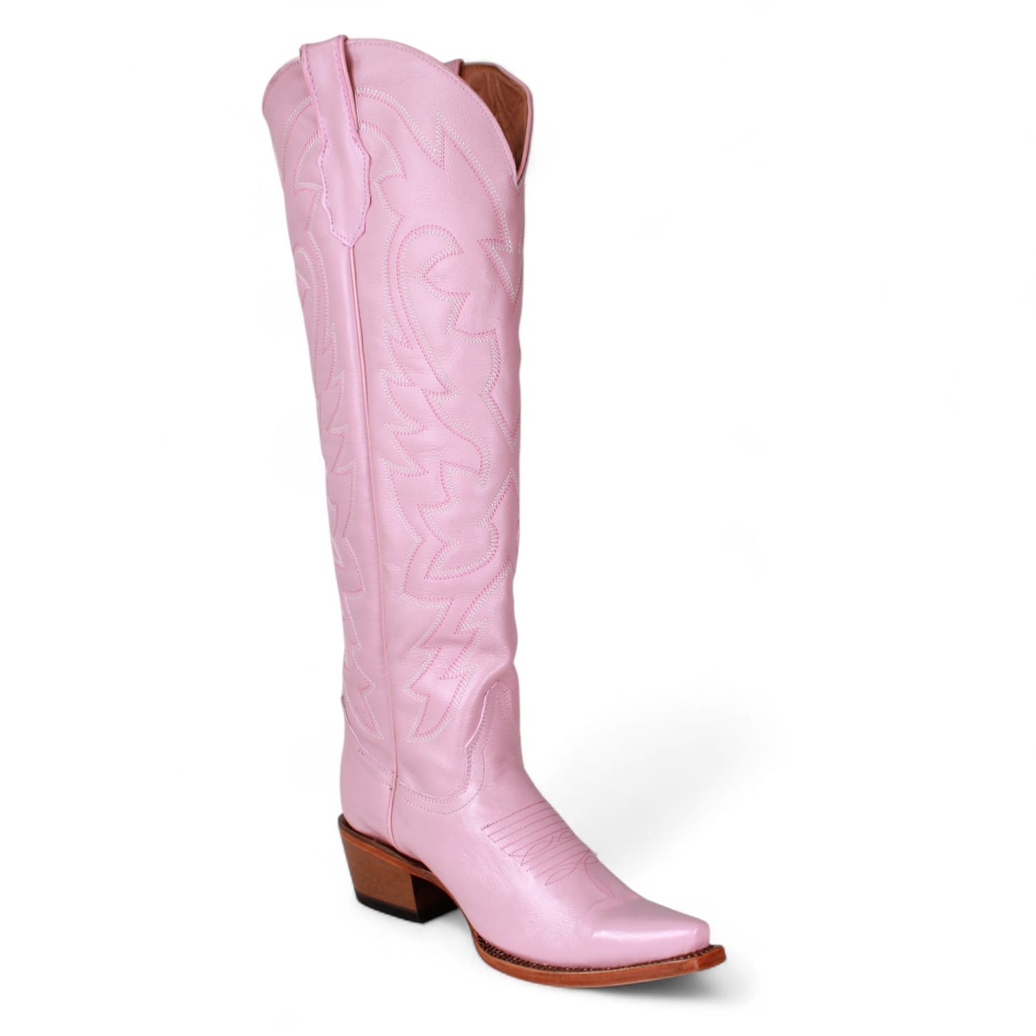 Tanner Mark Boots Boots Women's Fashion Heel Snip Toe Knee High Boots in Pink - Tanner Mark Boots