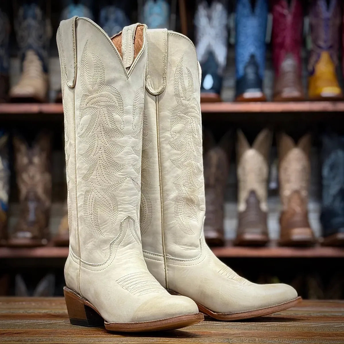 Tanner Mark Boots Boots Women's Genuine Leather Round Toe Tall Boots in Vintage Bone - Tanner Mark Boots