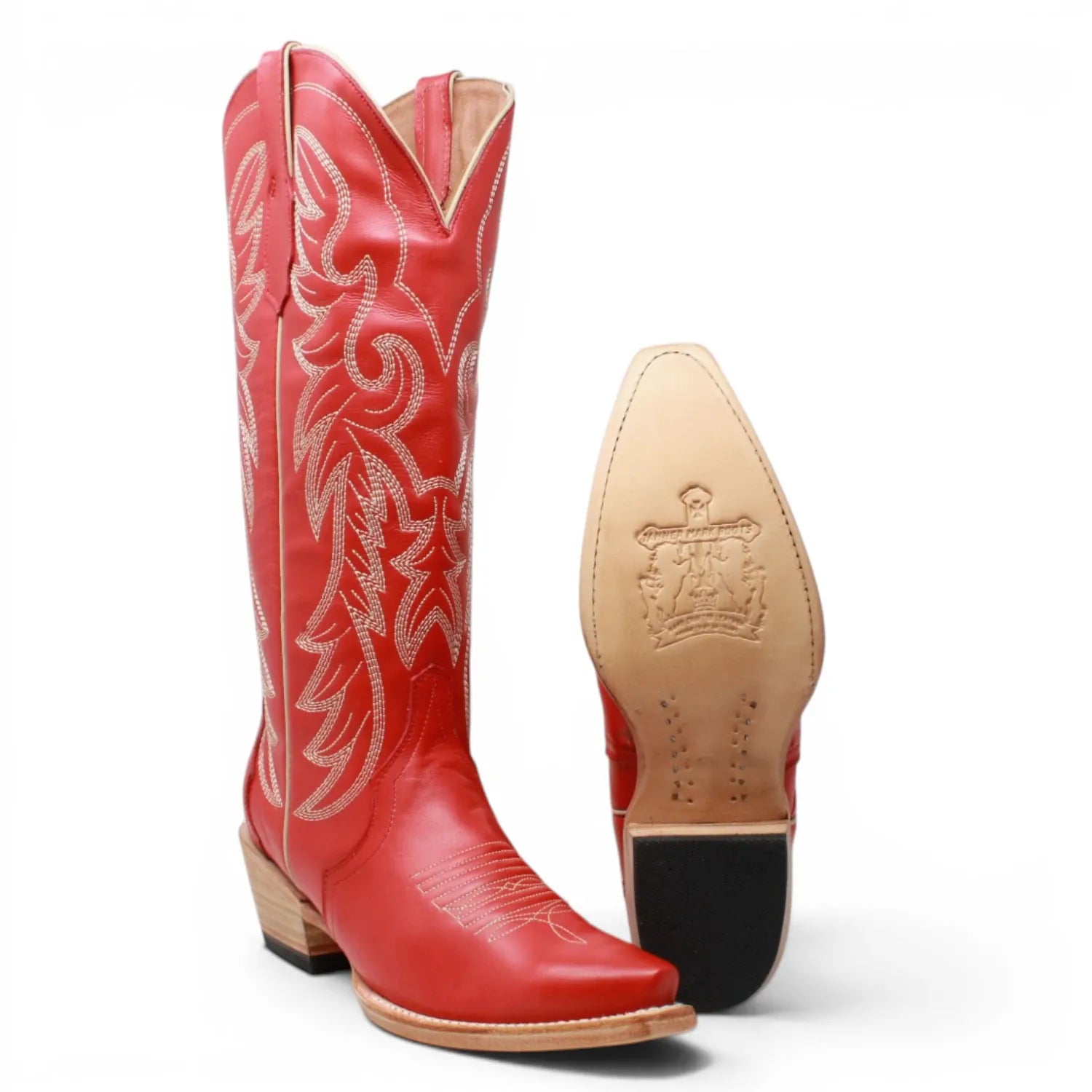 Women's Genuine Leather Triad Snip Toe Boots in Cherry Red - Tanner Mark Boots