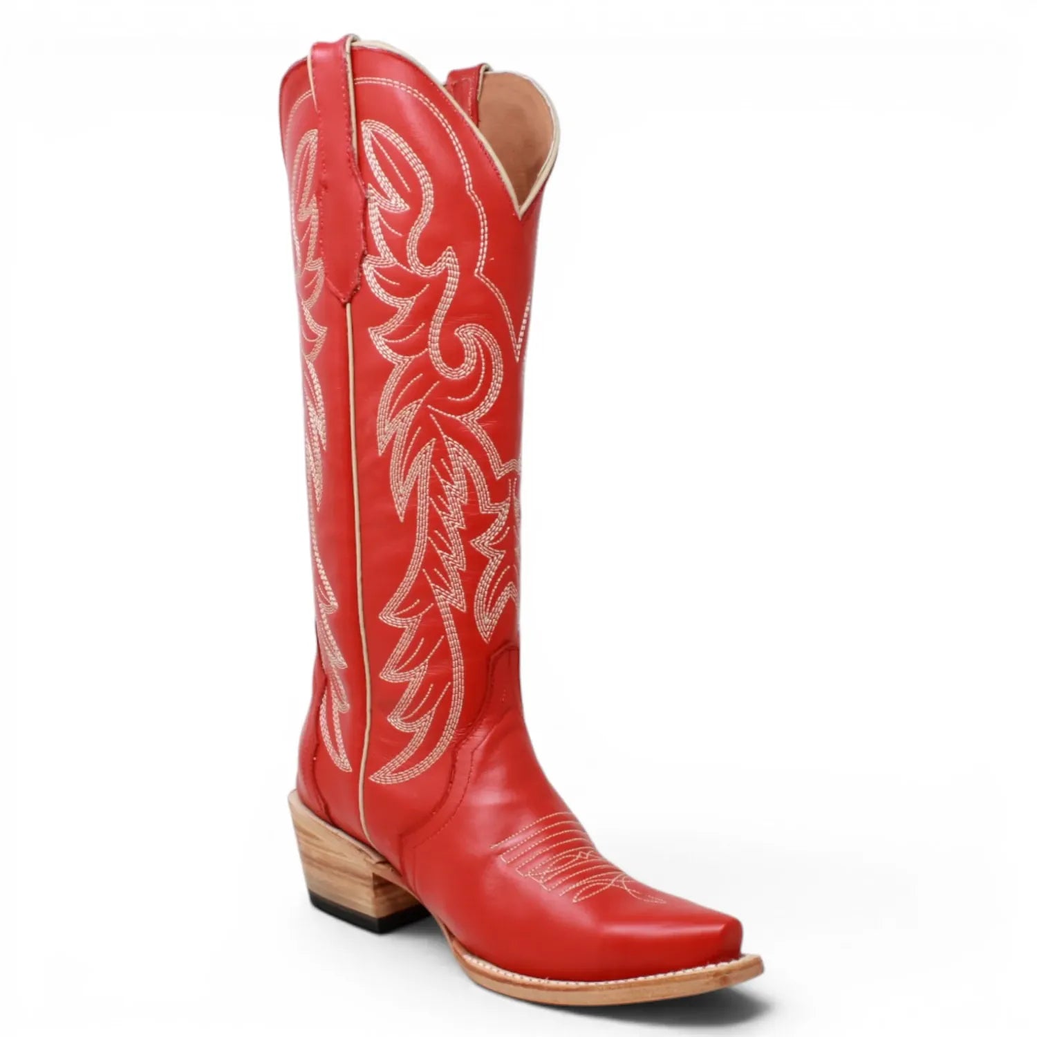Women's Genuine Leather Triad Snip Toe Boots in Cherry Red - Tanner Mark Boots