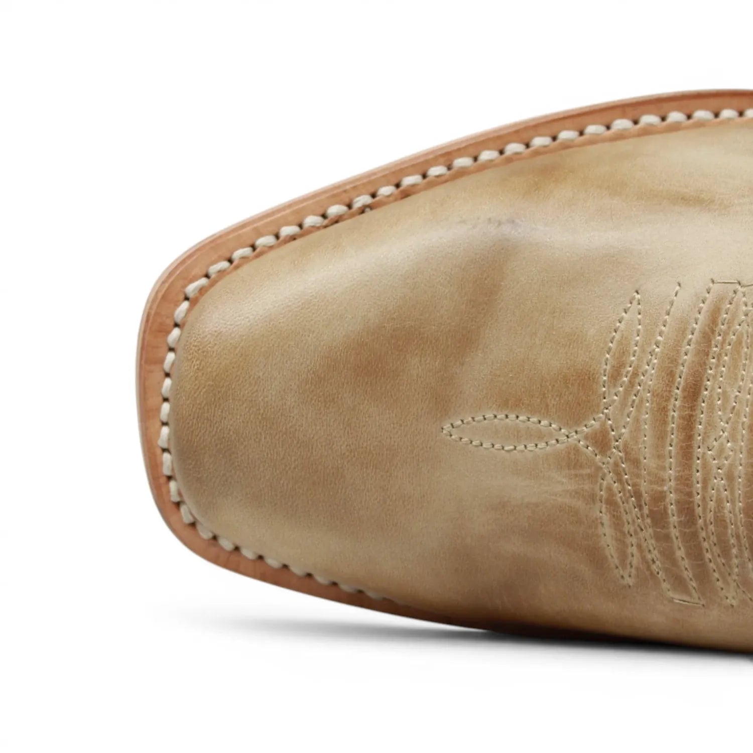 Women's Genuine Leather with Diamond Stitch & Star Inlay Snip Toe Boots in Sand - Tanner Mark Boots