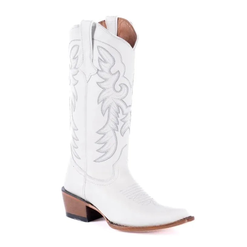 Tanner Mark Boots Boots Women's Genuine Leather Snip Toe Boots in White - Tanner Mark Boots