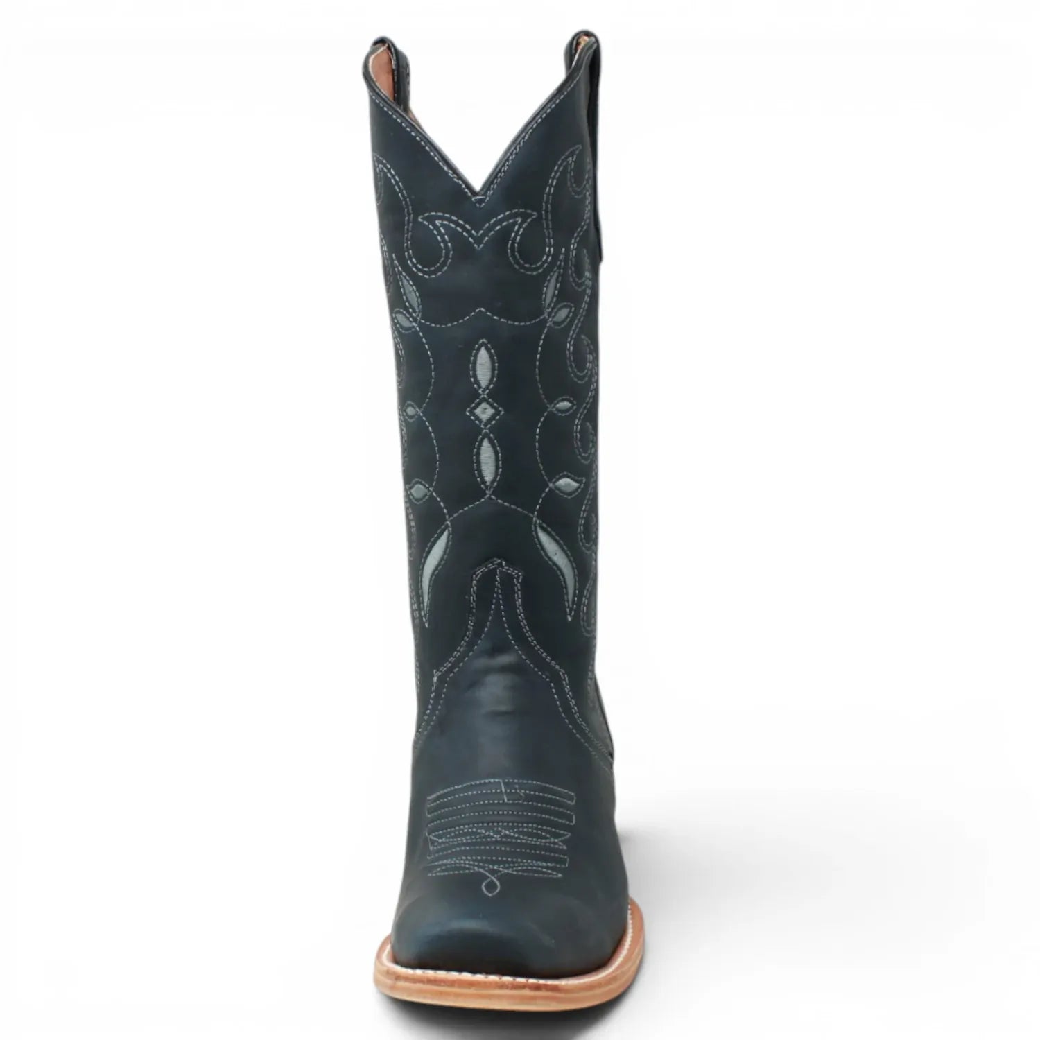 Women's Leather Triad with Tribal Stitch Square Toe Boots in Savage Blue - Tanner Mark Boots