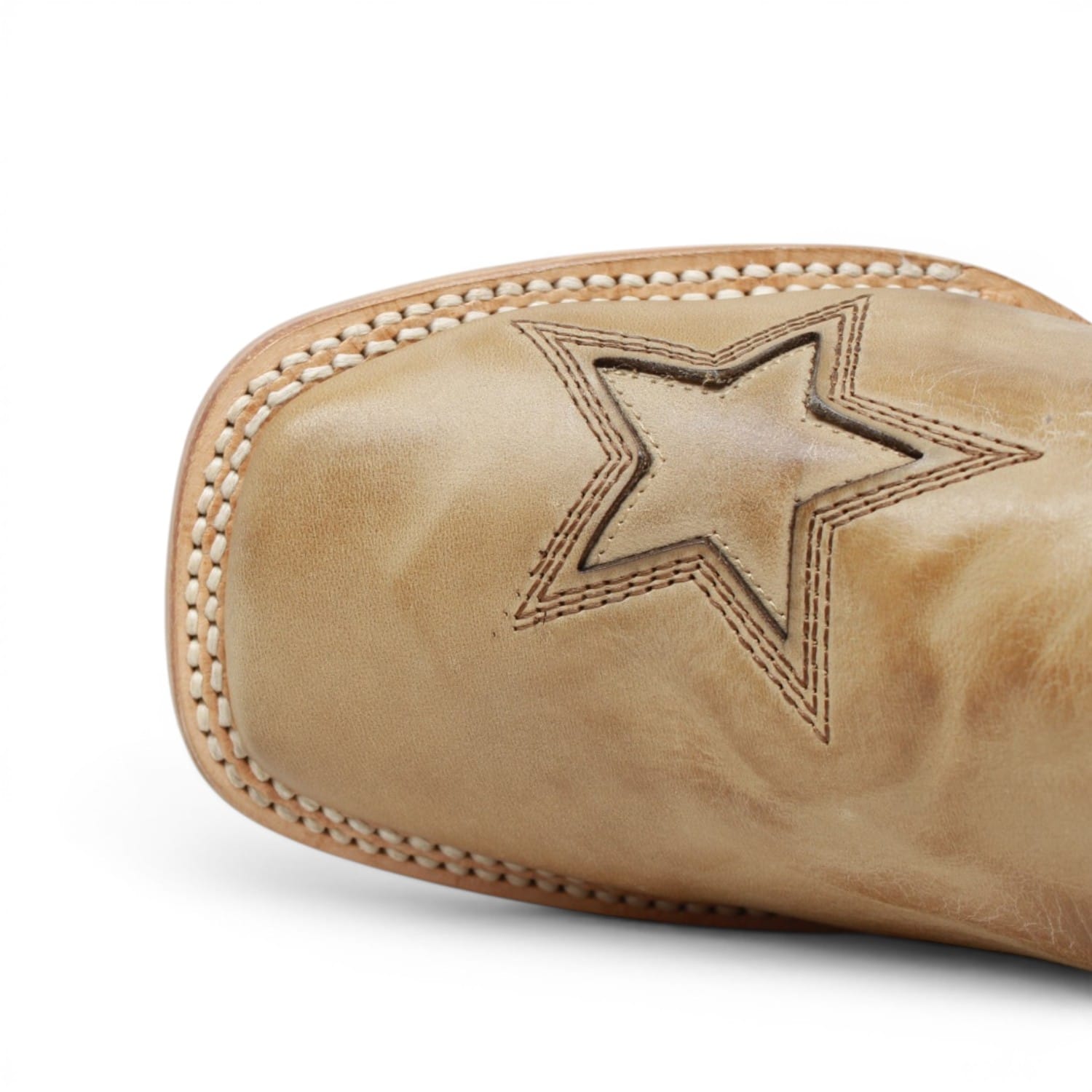 Women's Burnished with Tri-Star Leather Square Toe Boots in Sand - Tanner Mark Boots