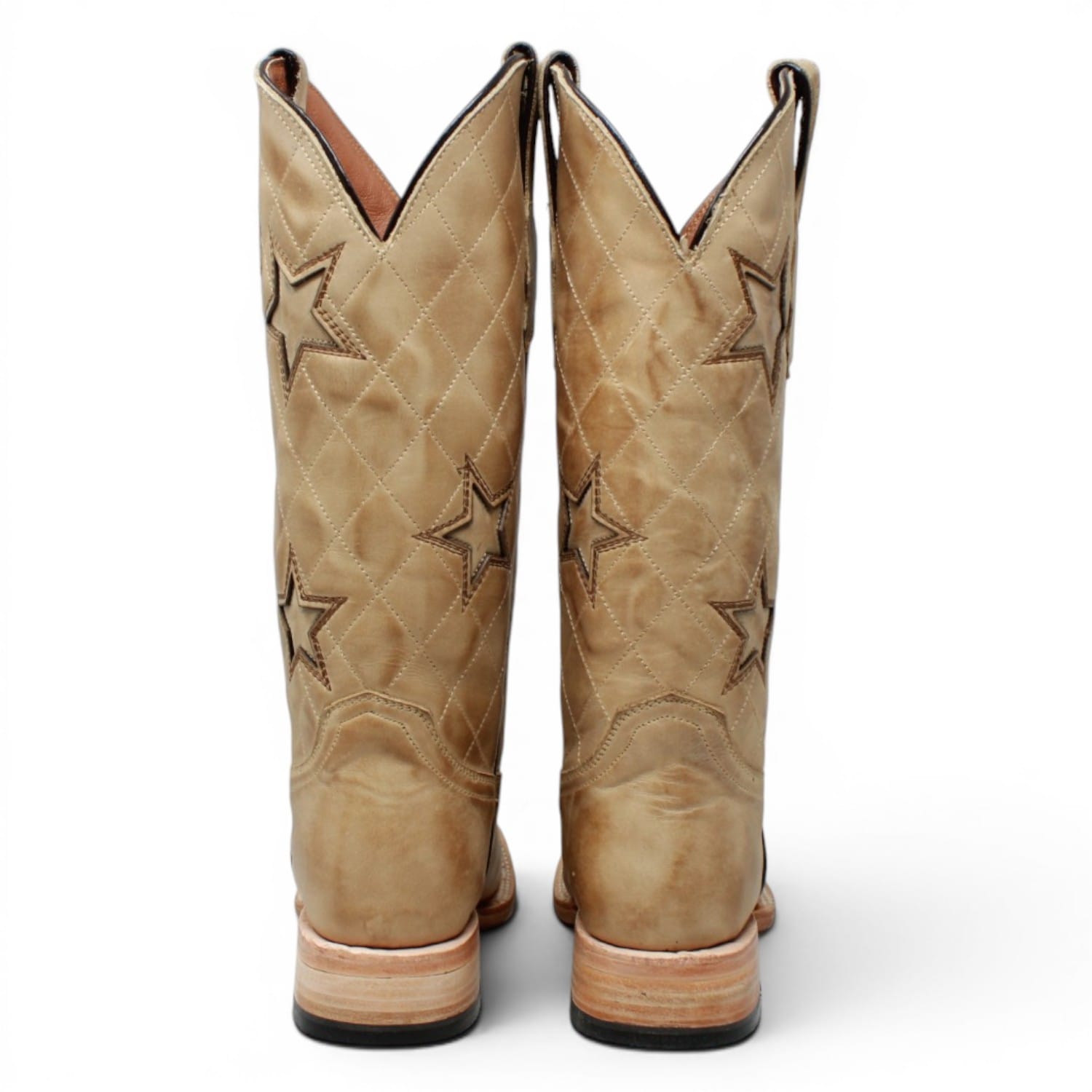 Women's Burnished with Tri-Star Leather Square Toe Boots in Sand - Tanner Mark Boots