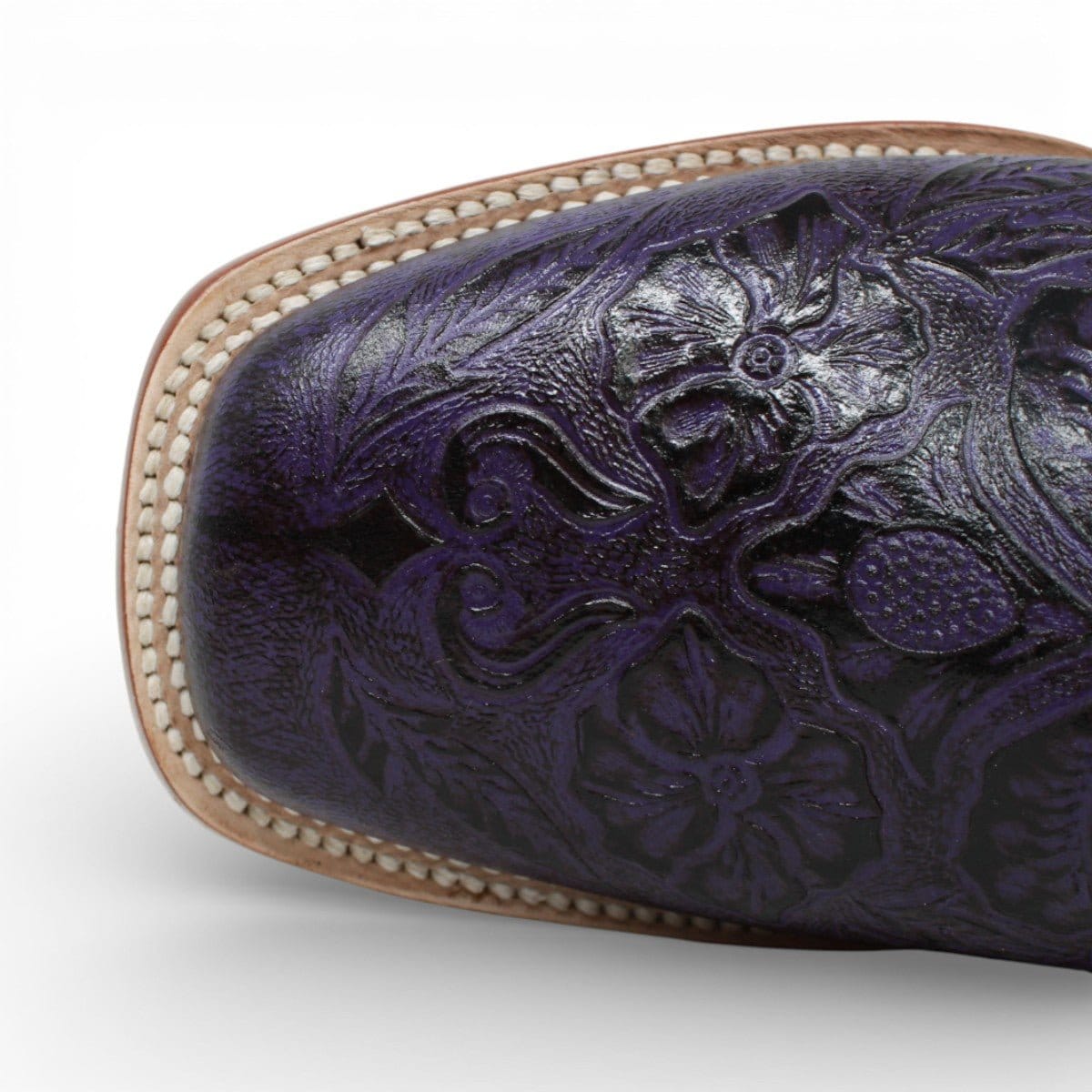 Tanner Mark Boots Boots Women's Hand Tooled Leather Square Toe Boots in Grape - Tanner Mark Boots