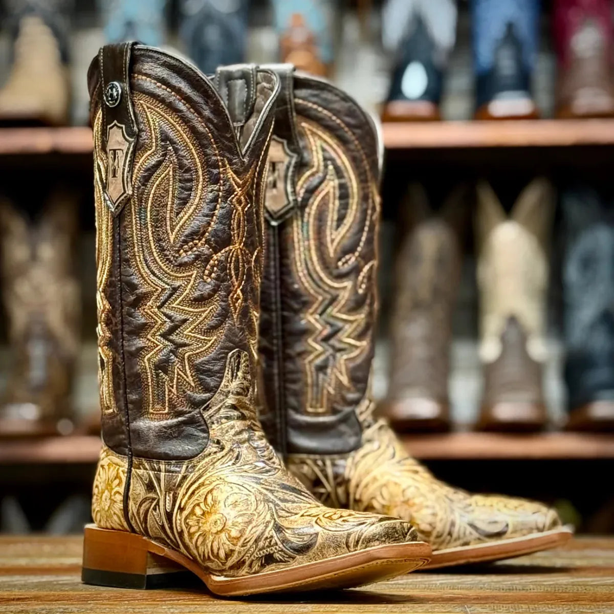 Tanner Mark Boots Boots Women's Hand Tooled Leather Square Toe Boots in Orix - Tanner Mark Boots