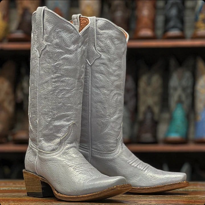 Tanner Mark Boots Boots Women's Leather 'Sterling' Square Toe Boots in Silver - Tanner Mark Boots