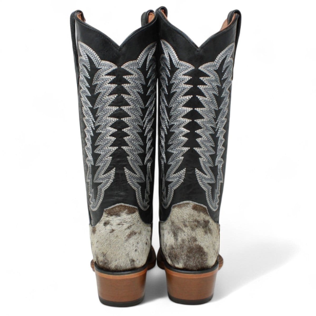Tanner Mark Boots Boots Women's Olene Full Hair On Cowhide Leather Square Toe Boots in Salt & Pepper - Tanner Mark Boots