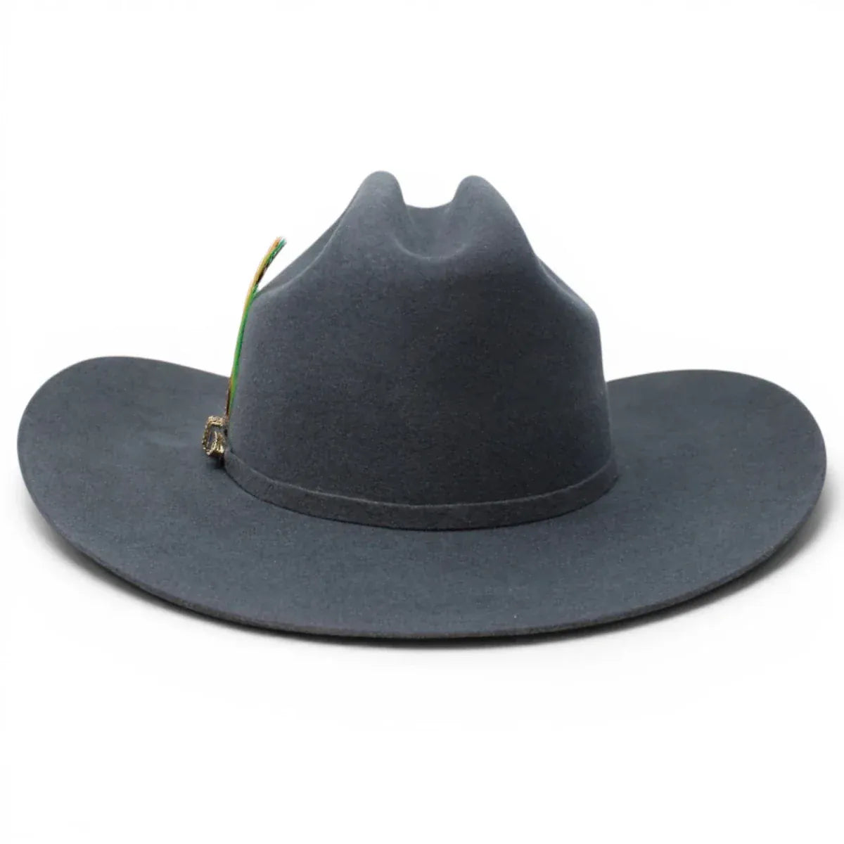 Tombstone Hats 20X Felt Cowboy Hat Sinaloa (Chaparral) Style with Feather - Gray - Back View