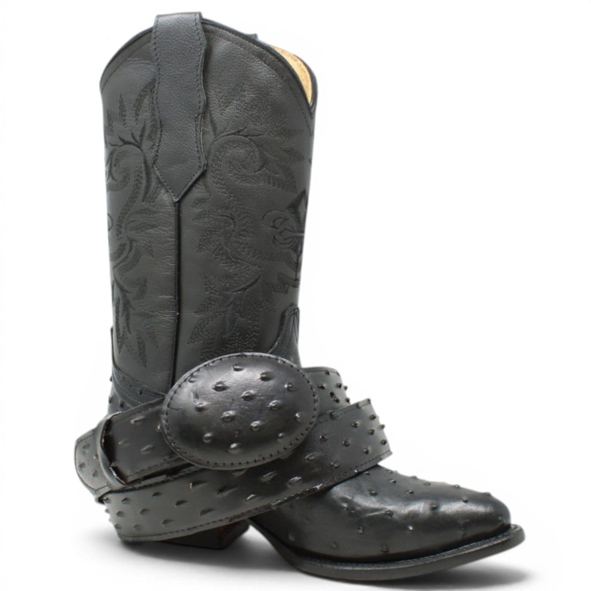 White Diamonds Boots Botas Vaqueras 6 / Black White Diamonds Men´s Ostrich Print Pointed Toe Boot