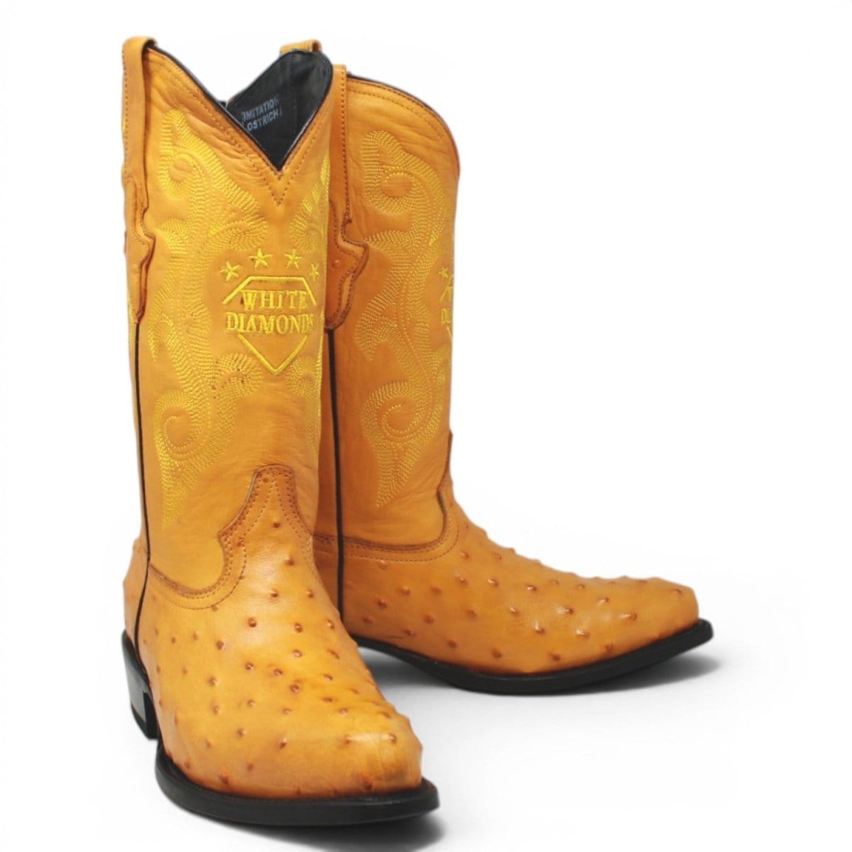 White Diamonds Boots Botas Vaqueras 6 / Buttercup White Diamonds Men´s Ostrich Print Pointed Toe Boot