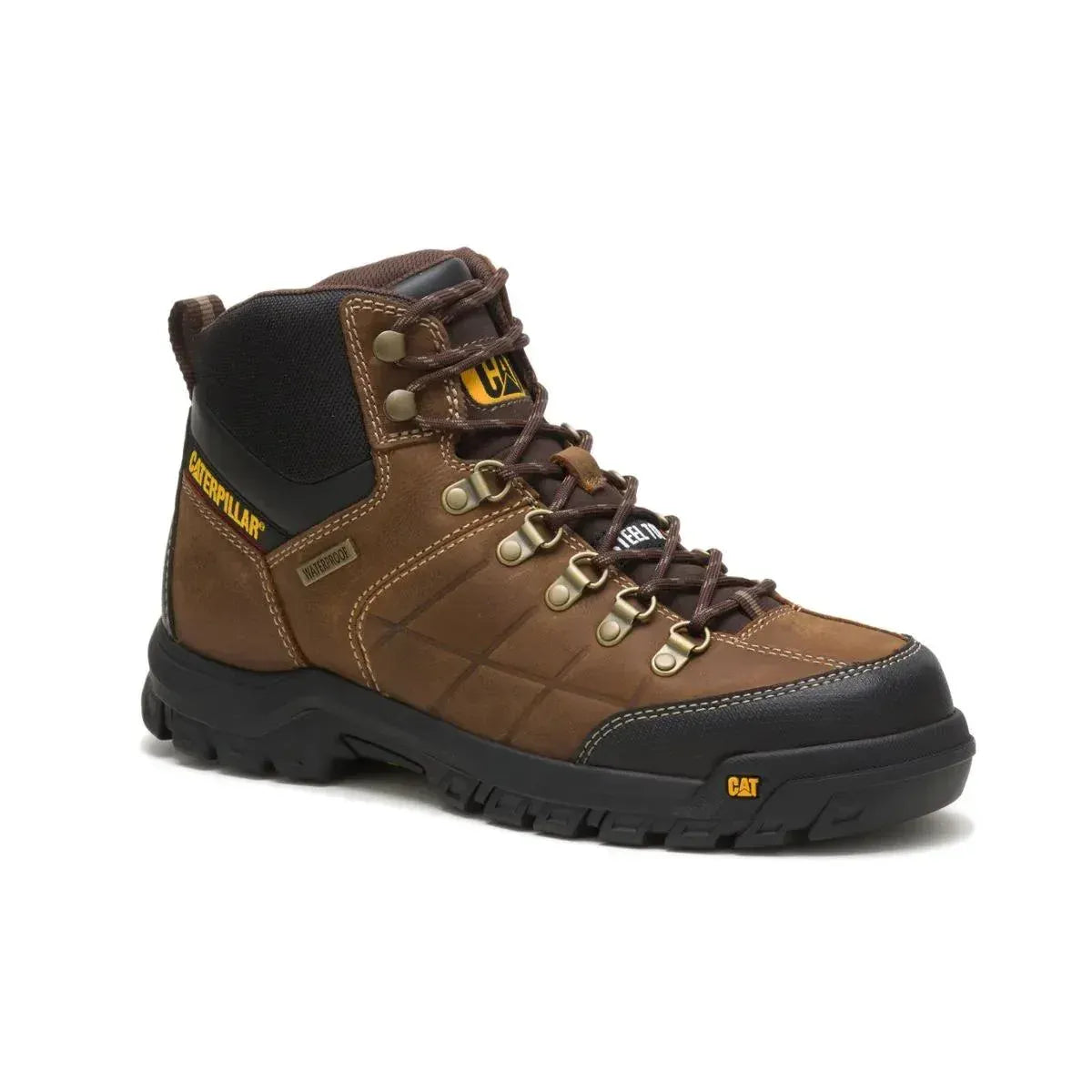 Wolverine Boots Men's Threshold Waterproof Steel Toe Work Boot Real Brown Color - CAT