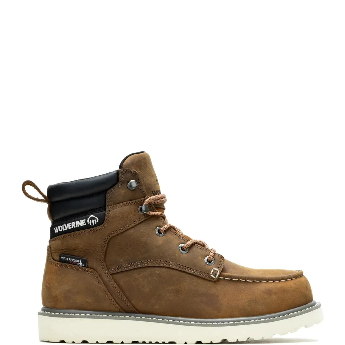 Wolverine Boots Men's Trade Wedge 6" Moc-Toe Steel Toe Work Boot Sudan Brown Color - Wolverine