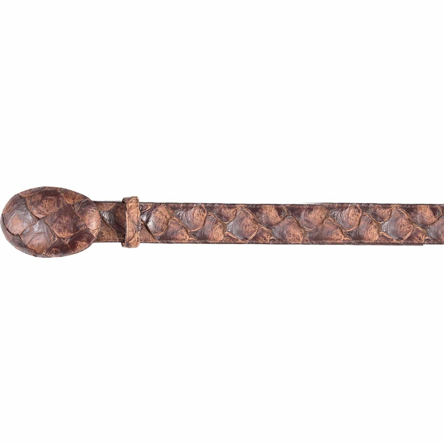 Genuine Piraruccu Skin Cowboy Belt Matte Cacao Color - Los Altos Boots