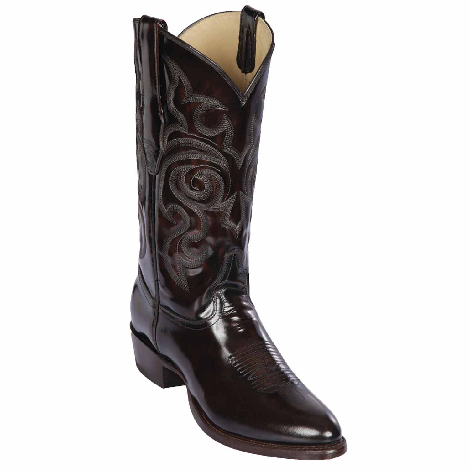 Western Genuine Chameleon Leather Round Toe Boots Brown Color - Los Altos Boots - Side View