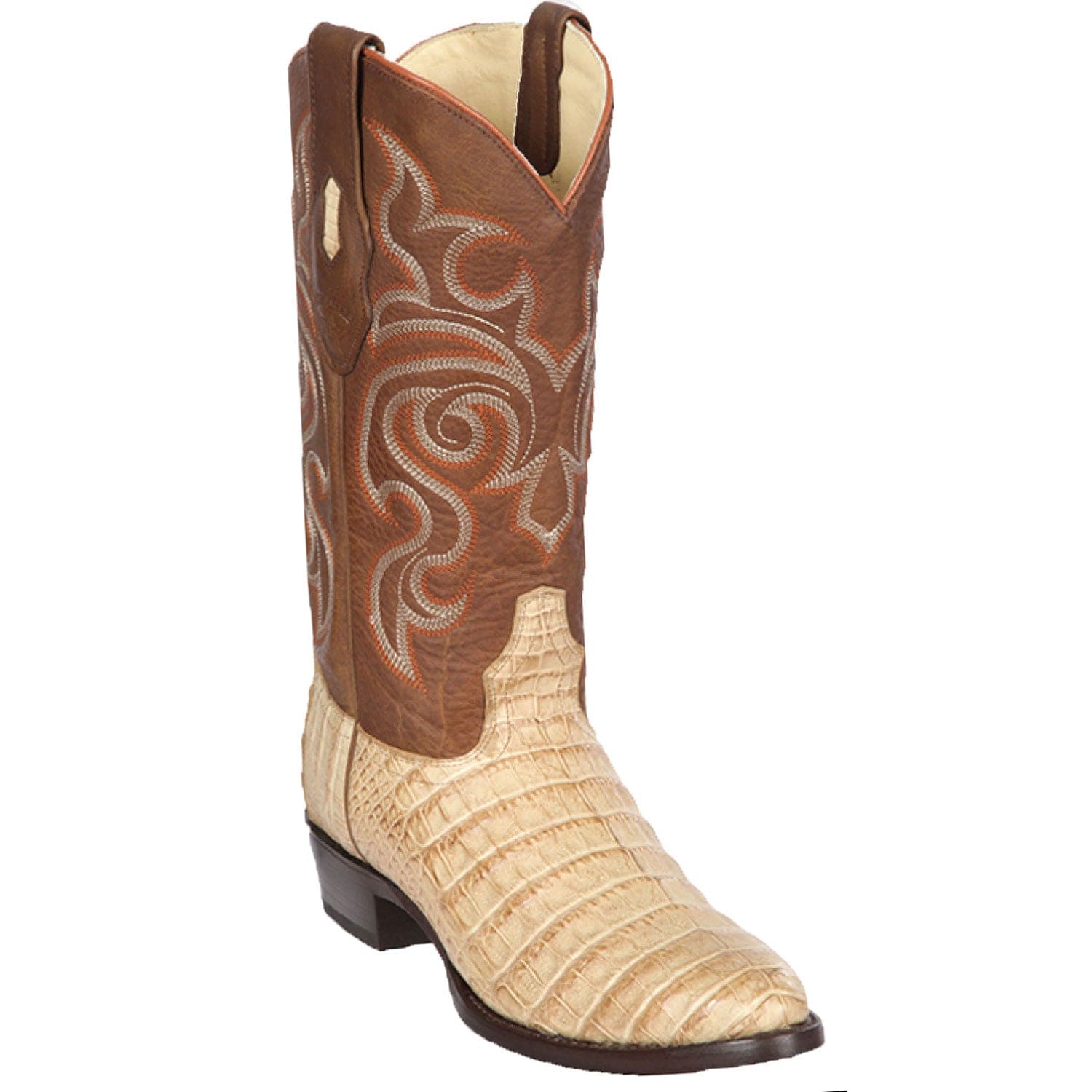 Western Genuine Caiman Bellyn Round Toe Boots Honey Color - Los Altos Boots - Side View