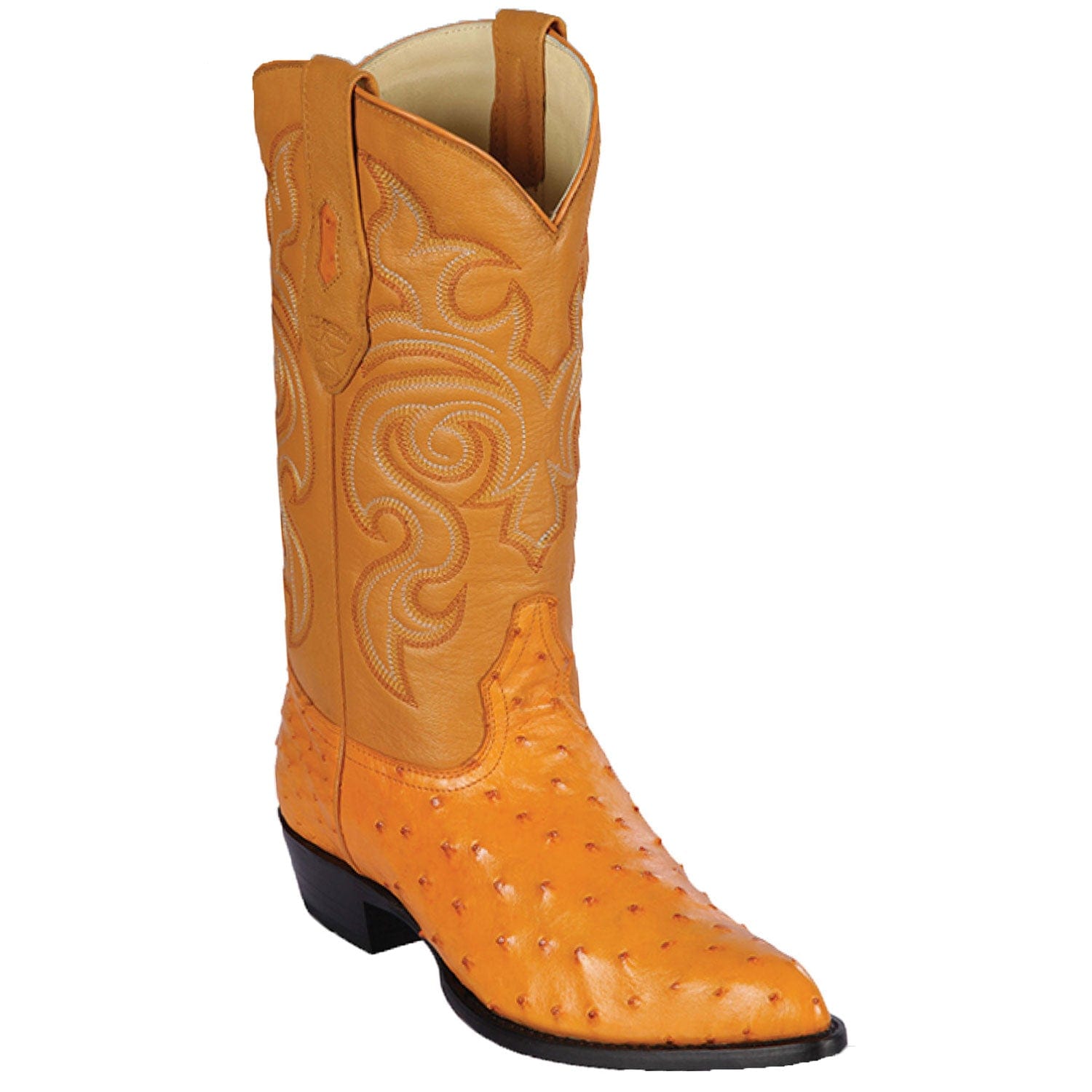 Western Genuine Ostrich Skin J Toe Boots Buttercup Color - Los Altos Boots - Side View
