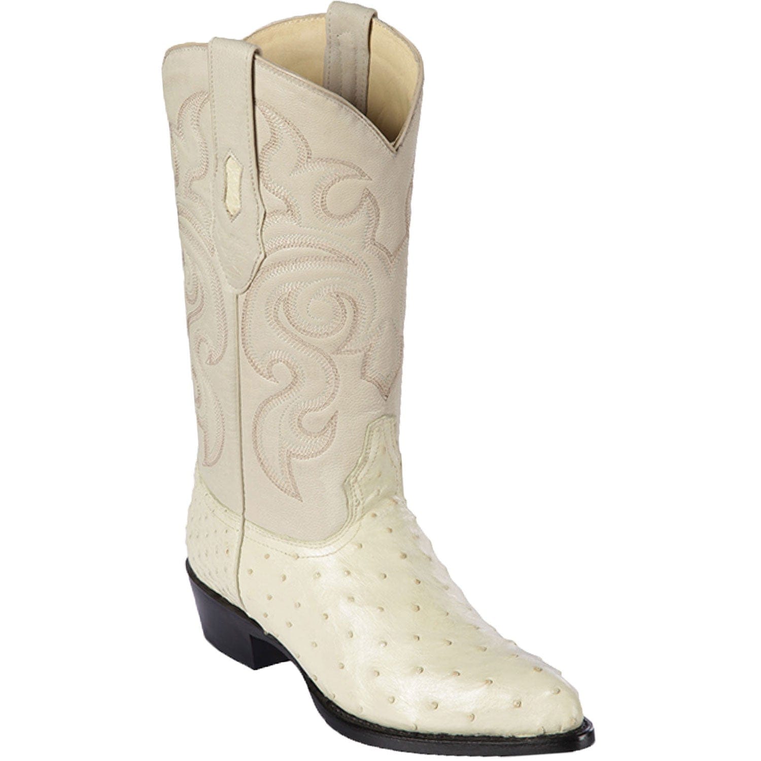 Western Genuine Ostrich Skin J Toe Boots Winterwhite Color - Los Altos Boots - Side View