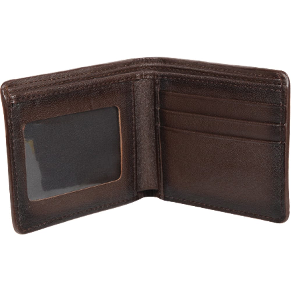 Genuine Leather and Caiman Belly Skin Stitch Design Wallet in Black Cherry Color - Los Altos Boots