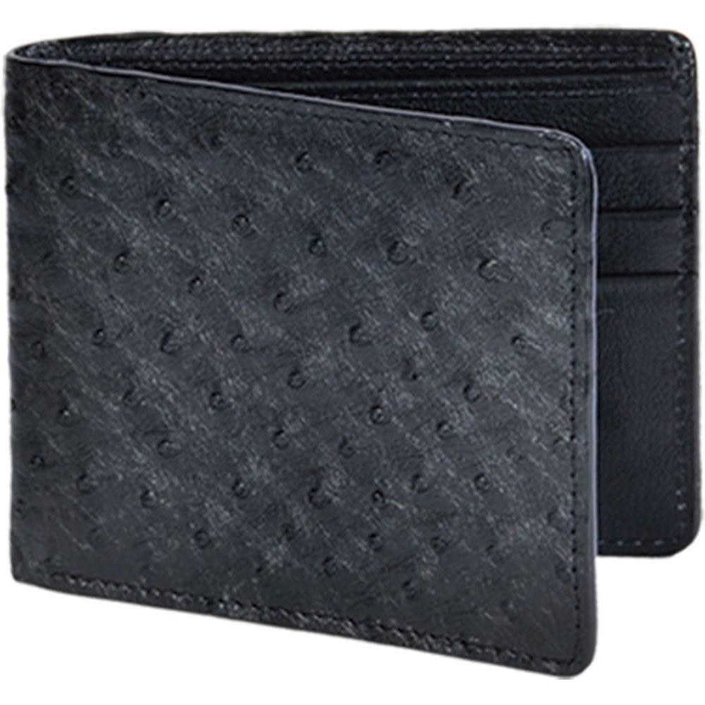 Genuine Ostrich Skin Wallet in Black Color - Los Altos Boots