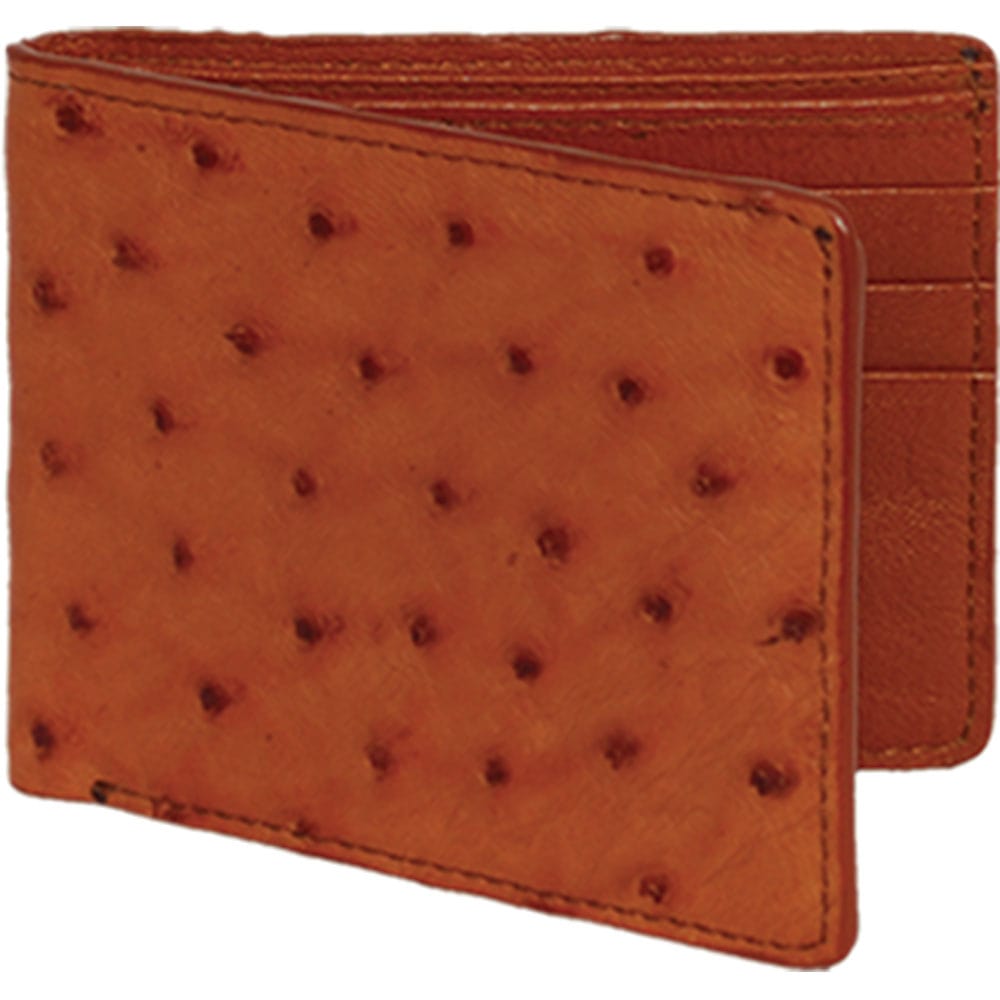 Genuine Ostrich Skin Wallet in Cognac Color - Los Altos Boots