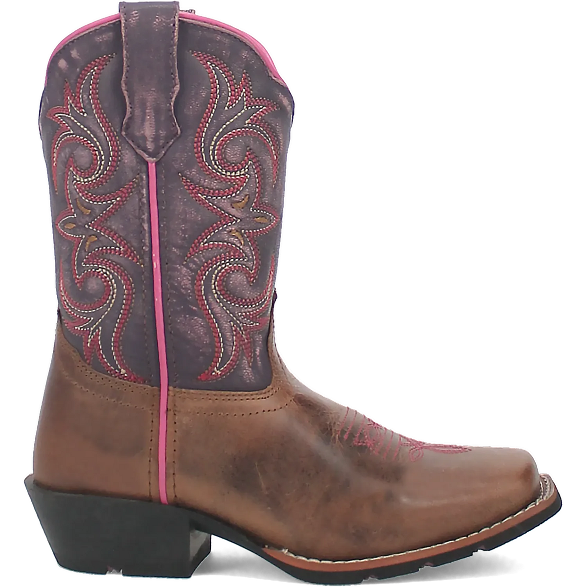Dan Post Kid´s Majesty Leather Wide Square Toe Boots - Sand/Purple - Right  Side View