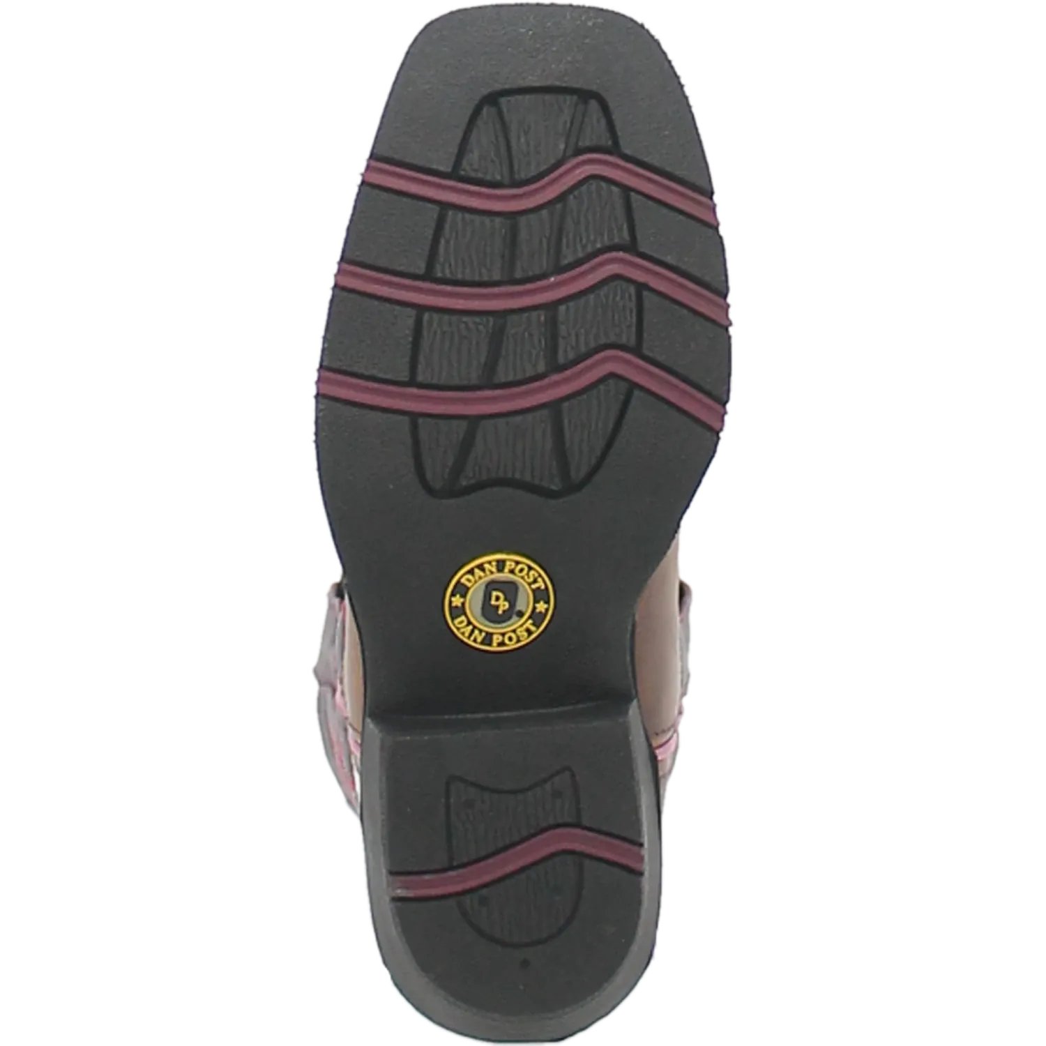 Dan Post Kid´s Majesty Leather Wide Square Toe Boots - Sand/Purple - Sole View