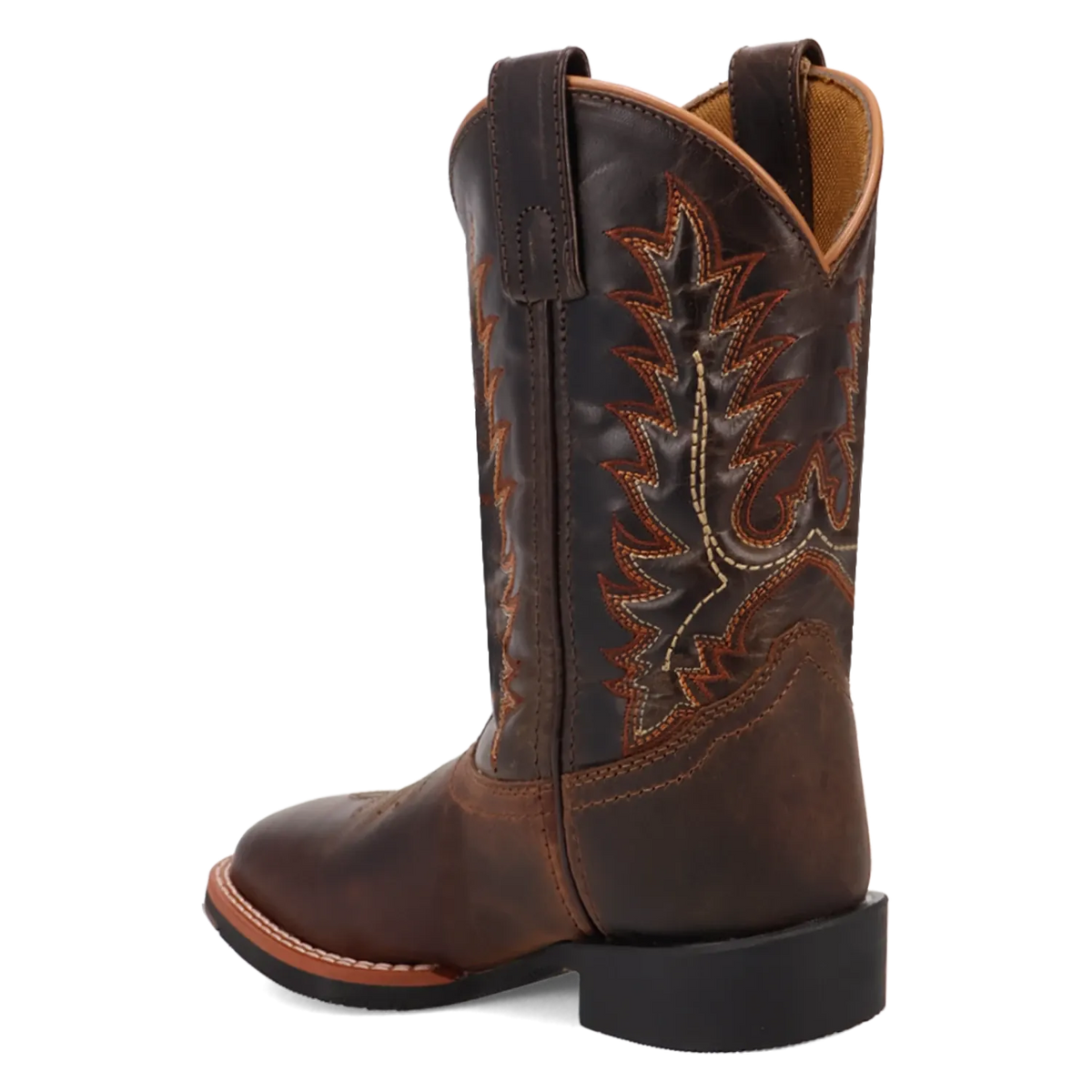 Dan Post Kid´s Dexter Leather Wide Square Toe Boots - Rust - Back Left View