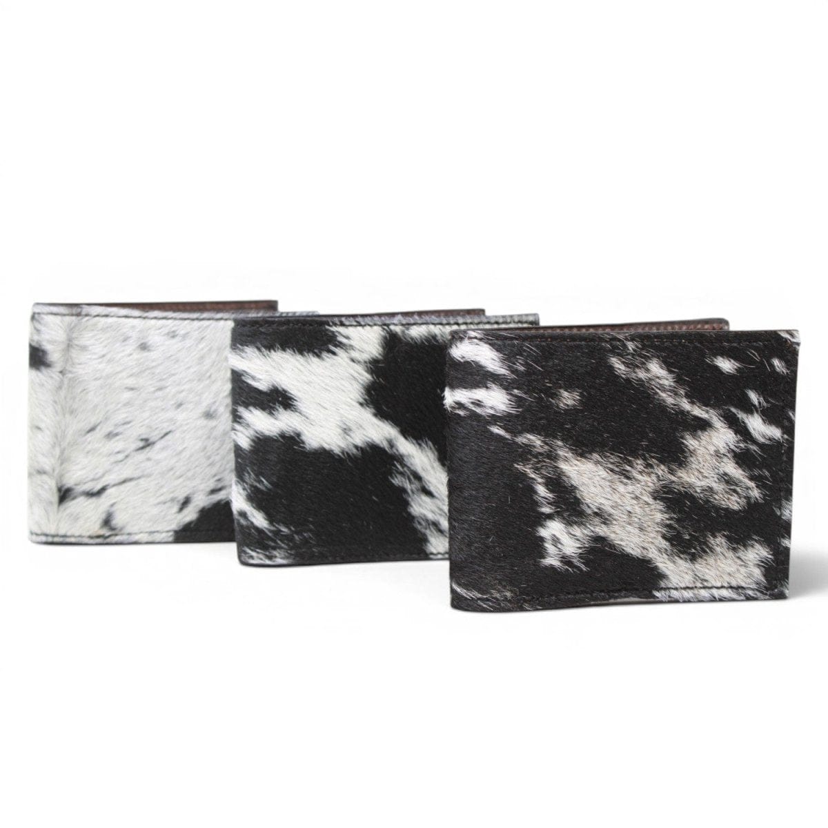 A&A Genuine Cowhide Hair-on Leather Western Wallet - Black and White 
