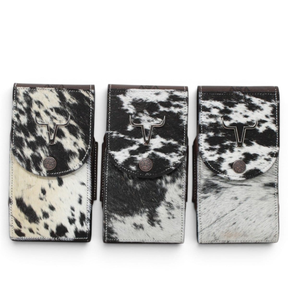 A&A Genuine Cowhide Hair-on Leather Western Phone Case - Black and White