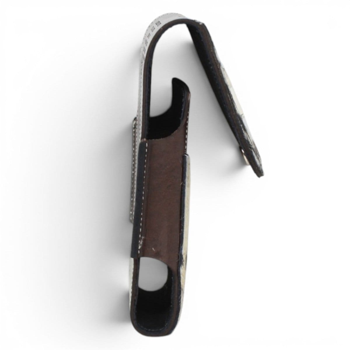 A&A Genuine Cowhide Hair-on Leather Western Phone Case - Black and White - Side View
