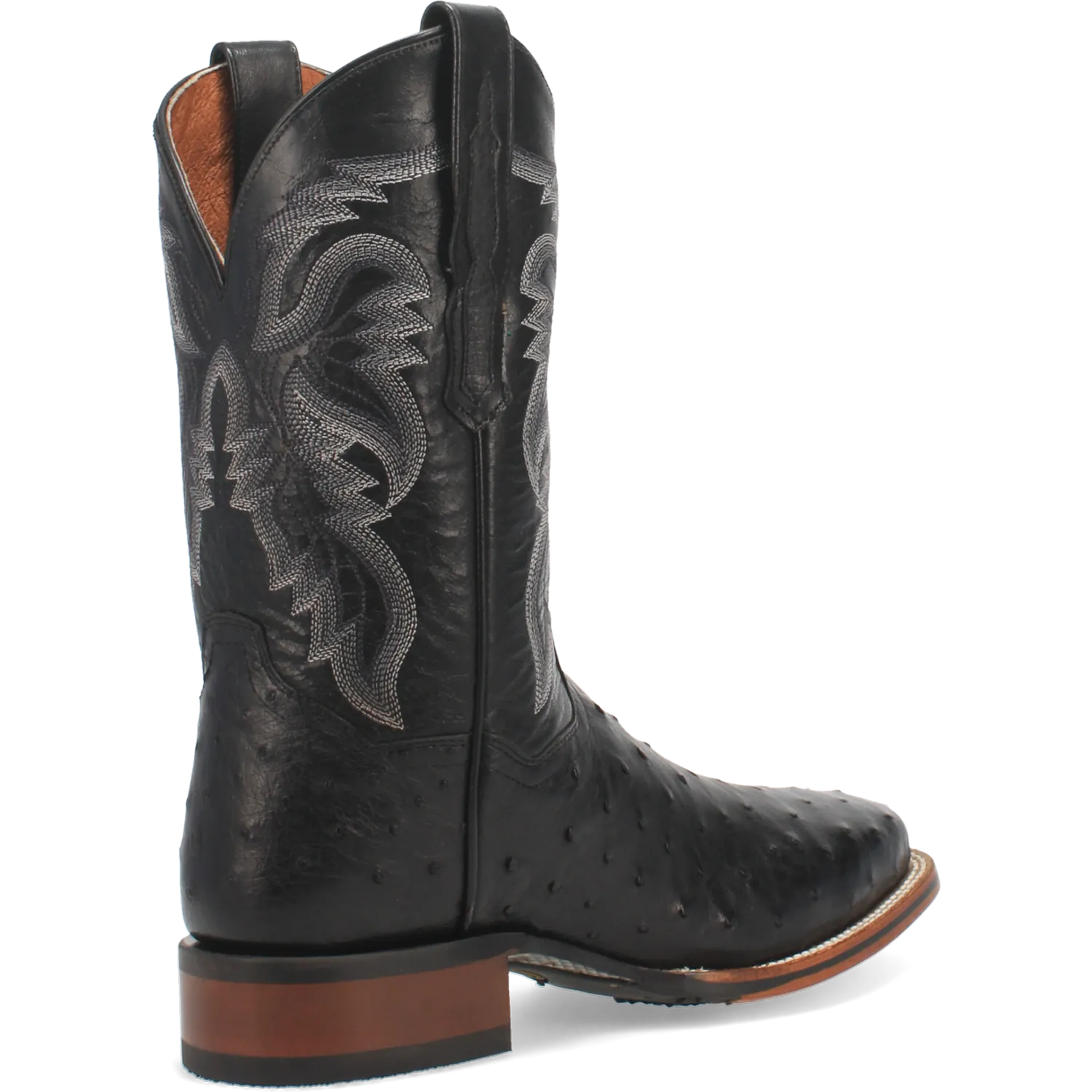 Dan Post Boots Boots Men's Alamosa Full Quill Ostrich Wide Square Toe Boots Black Color - Dan Post Boots