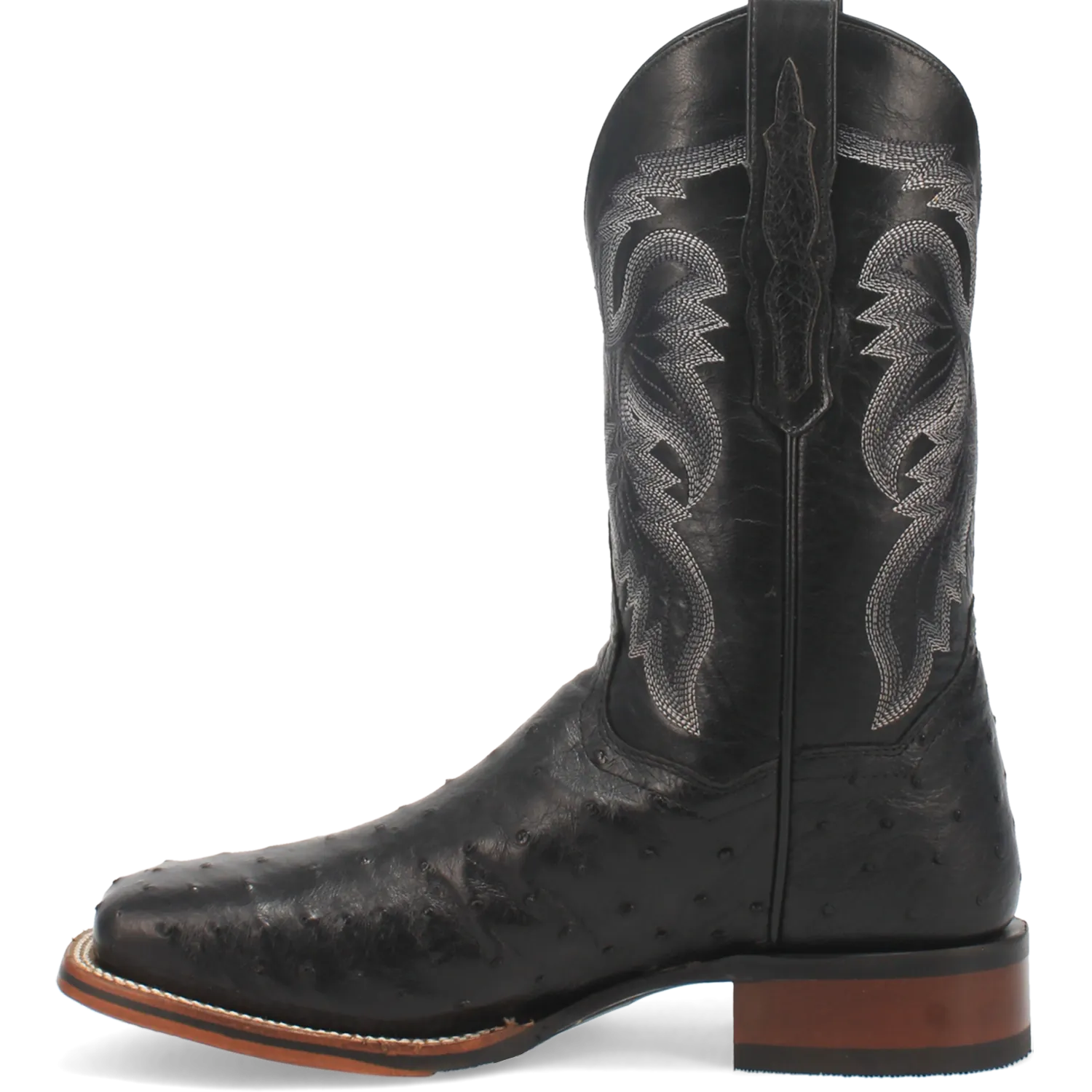 Dan Post Boots Boots Men's Alamosa Full Quill Ostrich Wide Square Toe Boots Black Color - Dan Post Boots