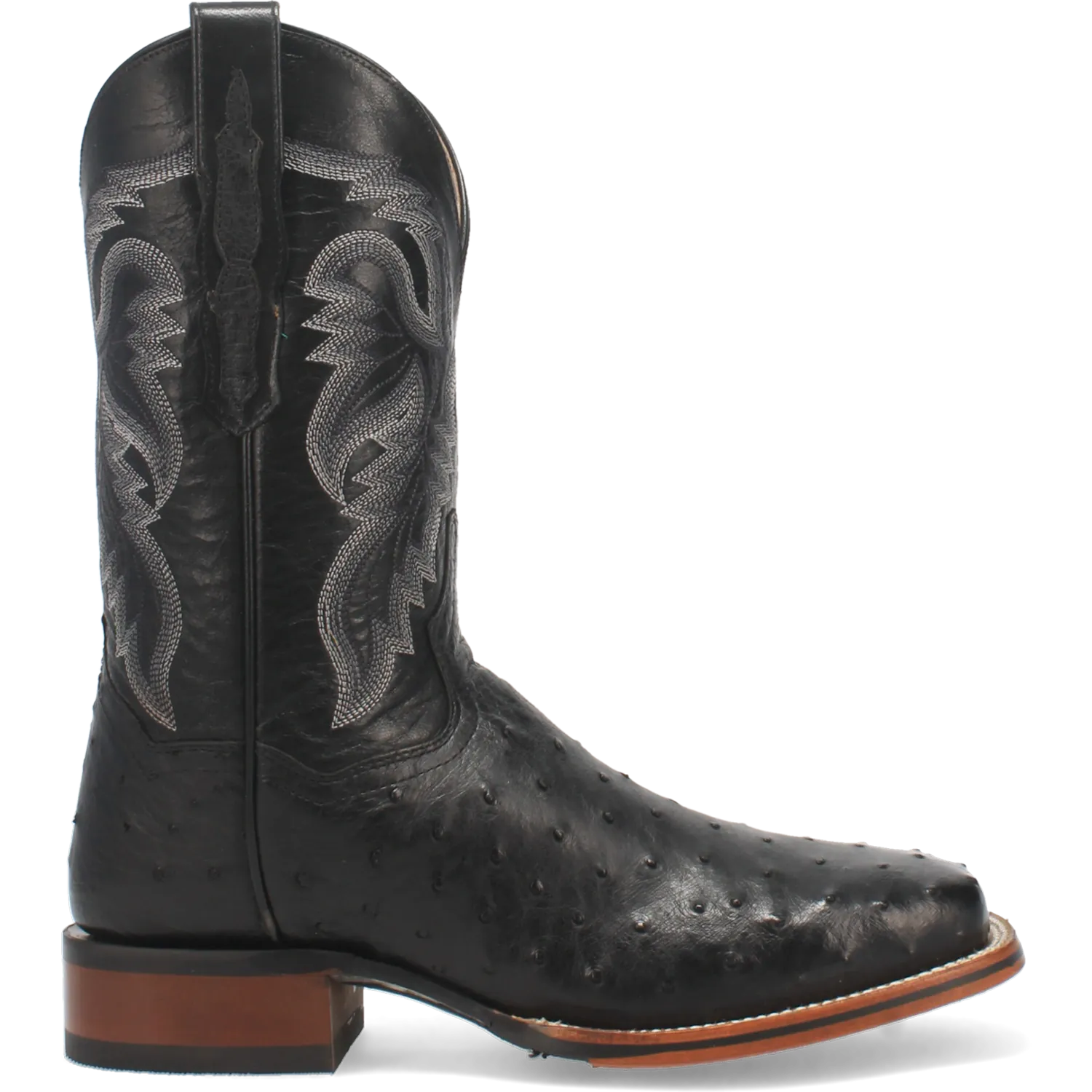 Dan Post Boots Boots Men's Alamosa Full Quill Ostrich Wide Square Toe Boots Black Color - Dan Post Boots