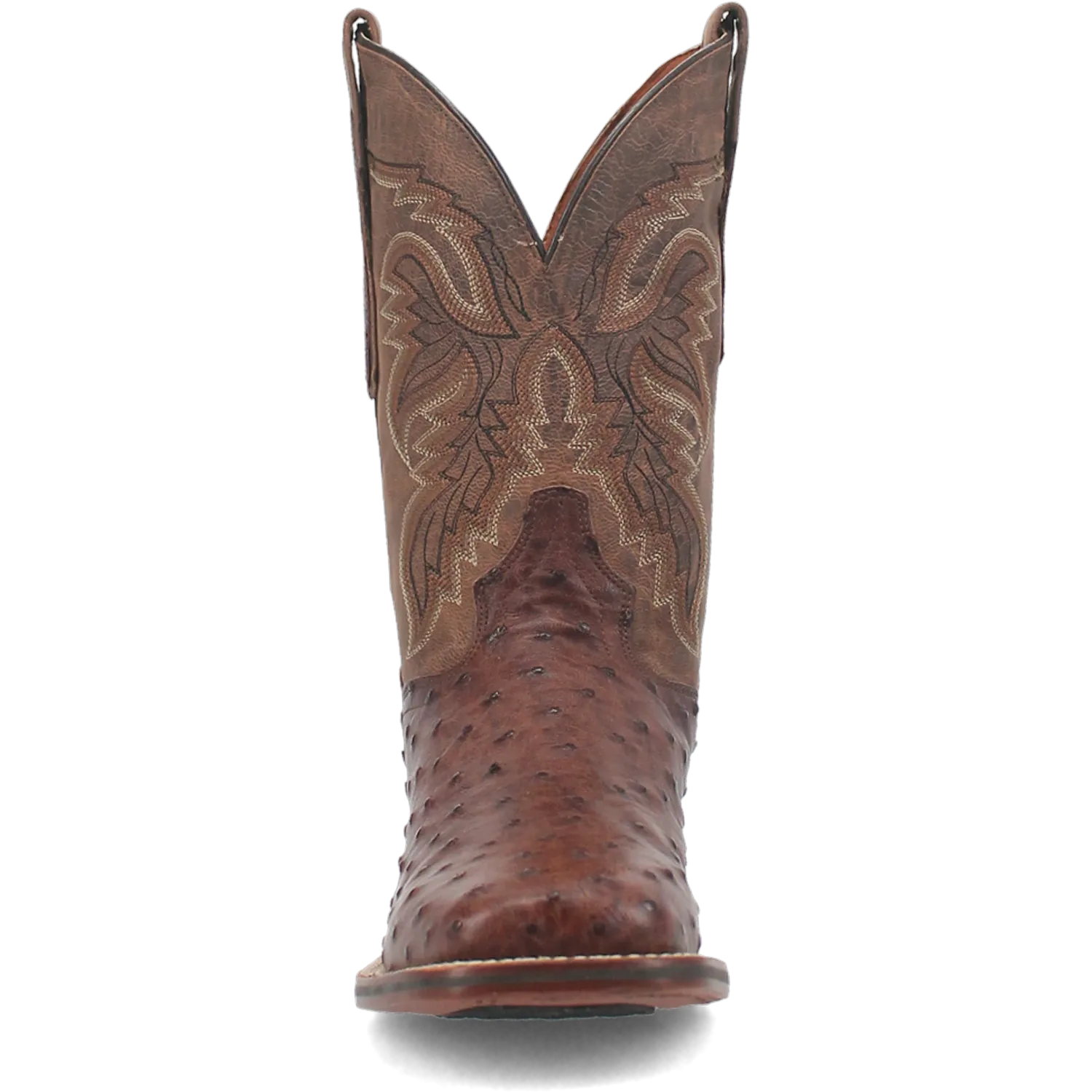 Dan Post Boots Boots Men's Alamosa Full Quill Ostrich Wide Square Toe Boots Chocolate Color - Dan Post Boots