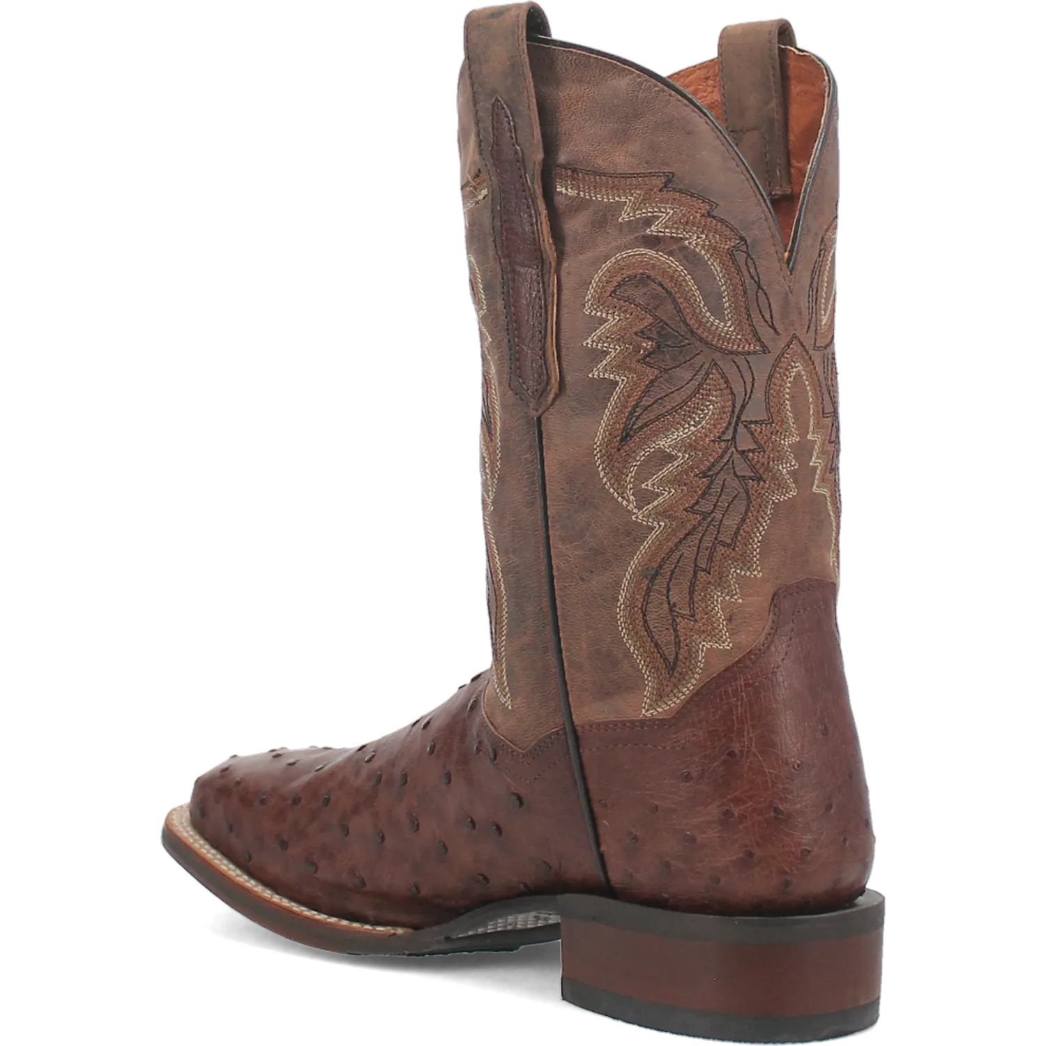 Dan Post Boots Boots Men's Alamosa Full Quill Ostrich Wide Square Toe Boots Chocolate Color - Dan Post Boots