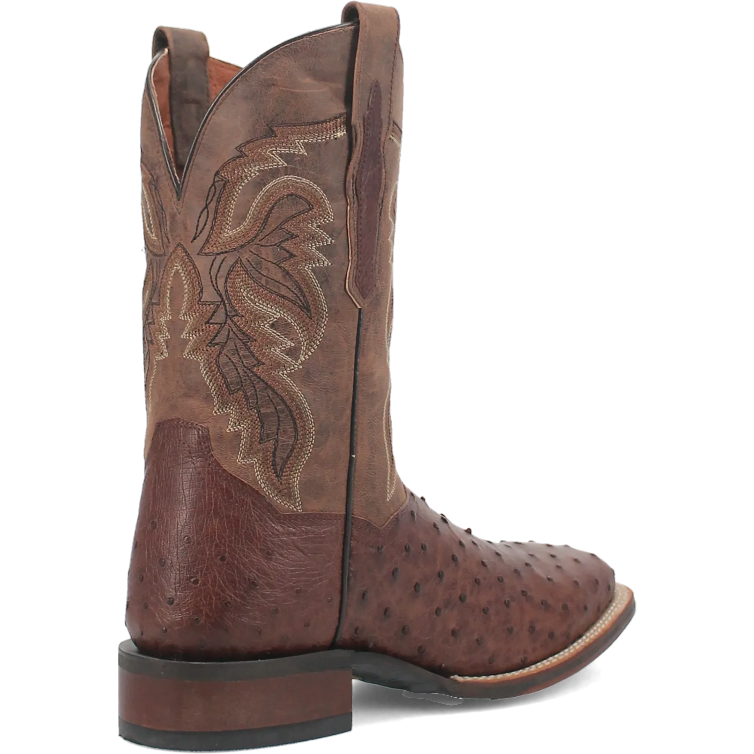 Dan Post Boots Boots Men's Alamosa Full Quill Ostrich Wide Square Toe Boots Chocolate Color - Dan Post Boots
