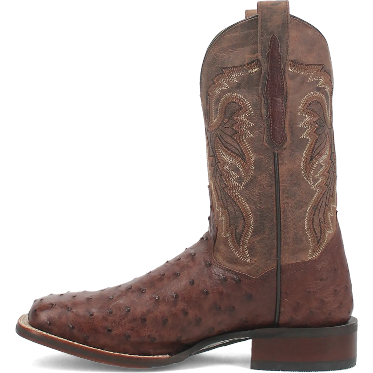 Dan Post Boots Boots Men's Alamosa Full Quill Ostrich Wide Square Toe Boots Chocolate Color - Dan Post Boots
