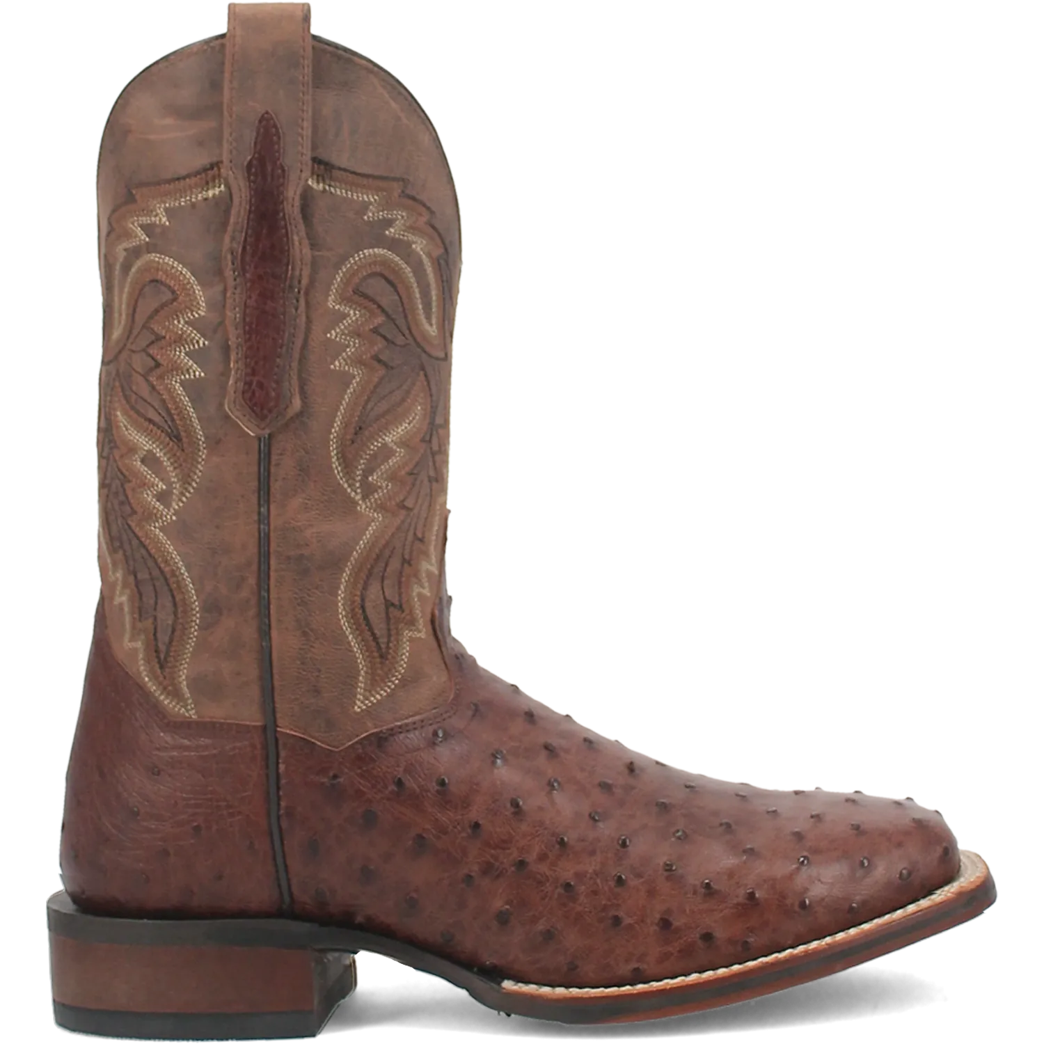 Dan Post Boots Boots Men's Alamosa Full Quill Ostrich Wide Square Toe Boots Chocolate Color - Dan Post Boots