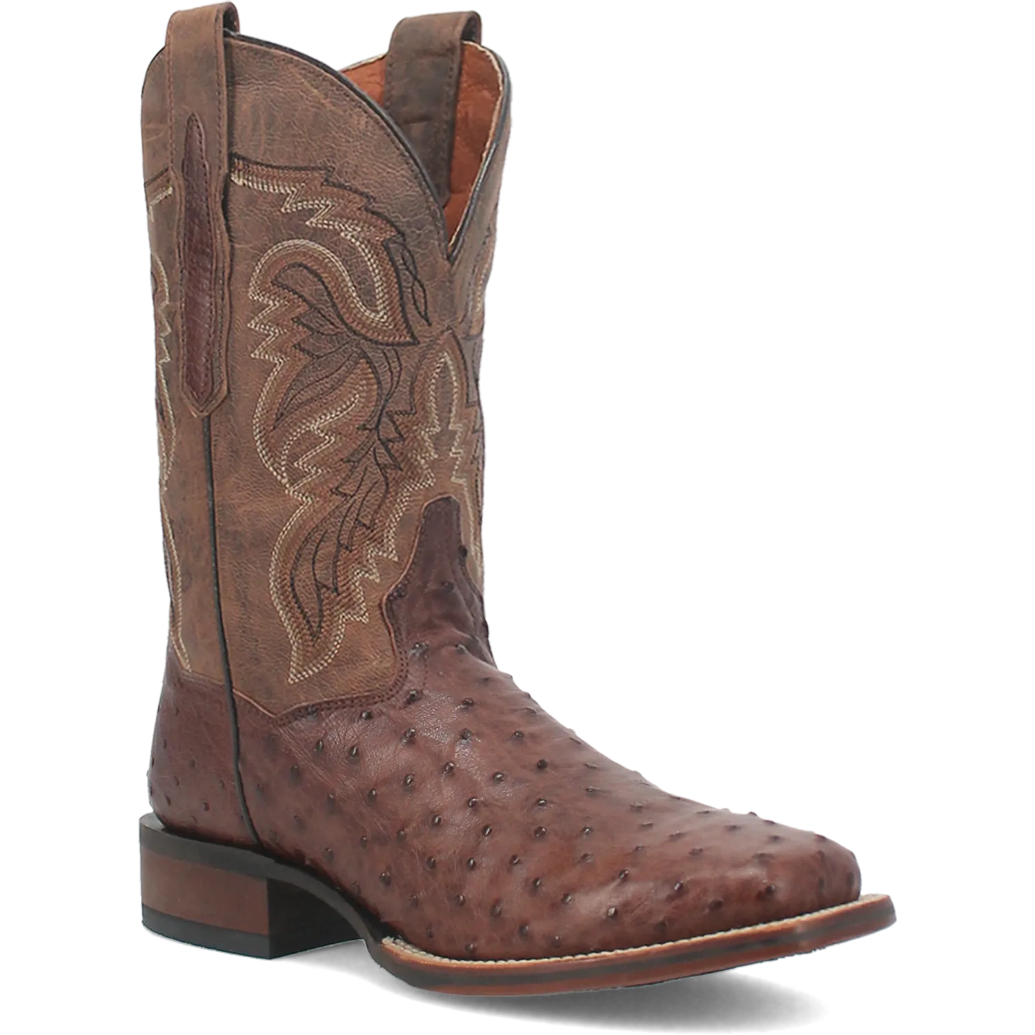 Dan Post Boots Boots Men's Alamosa Full Quill Ostrich Wide Square Toe Boots Chocolate Color - Dan Post Boots