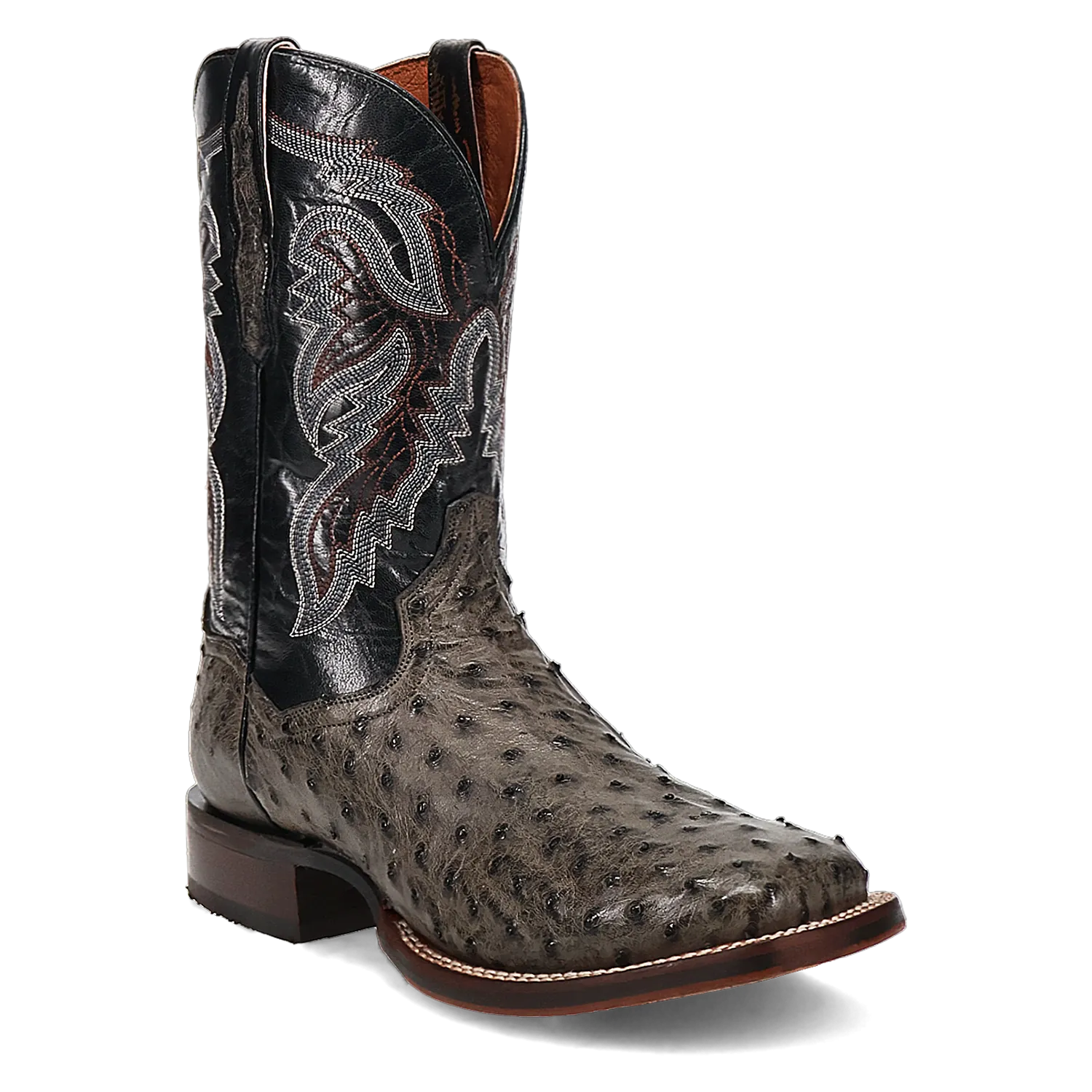 Dan Post Boots Boots Men's Alamosa Full Quill Ostrich Wide Square Toe Boots Grey Color - Dan Post Boots