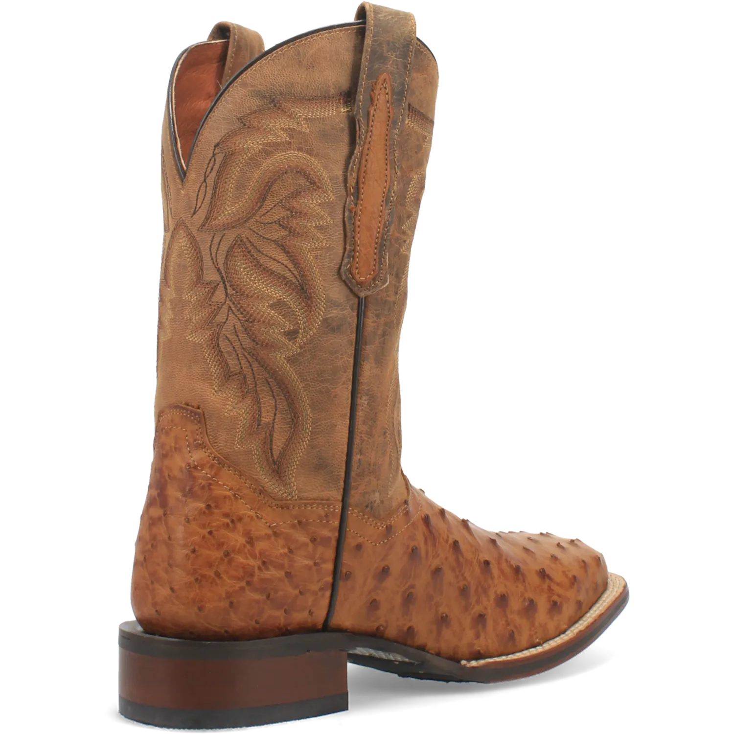 Dan Post Boots Boots Men's Alamosa Full Quill Ostrich Wide Square Toe Boots Saddle Tan Color - Dan Post Boots