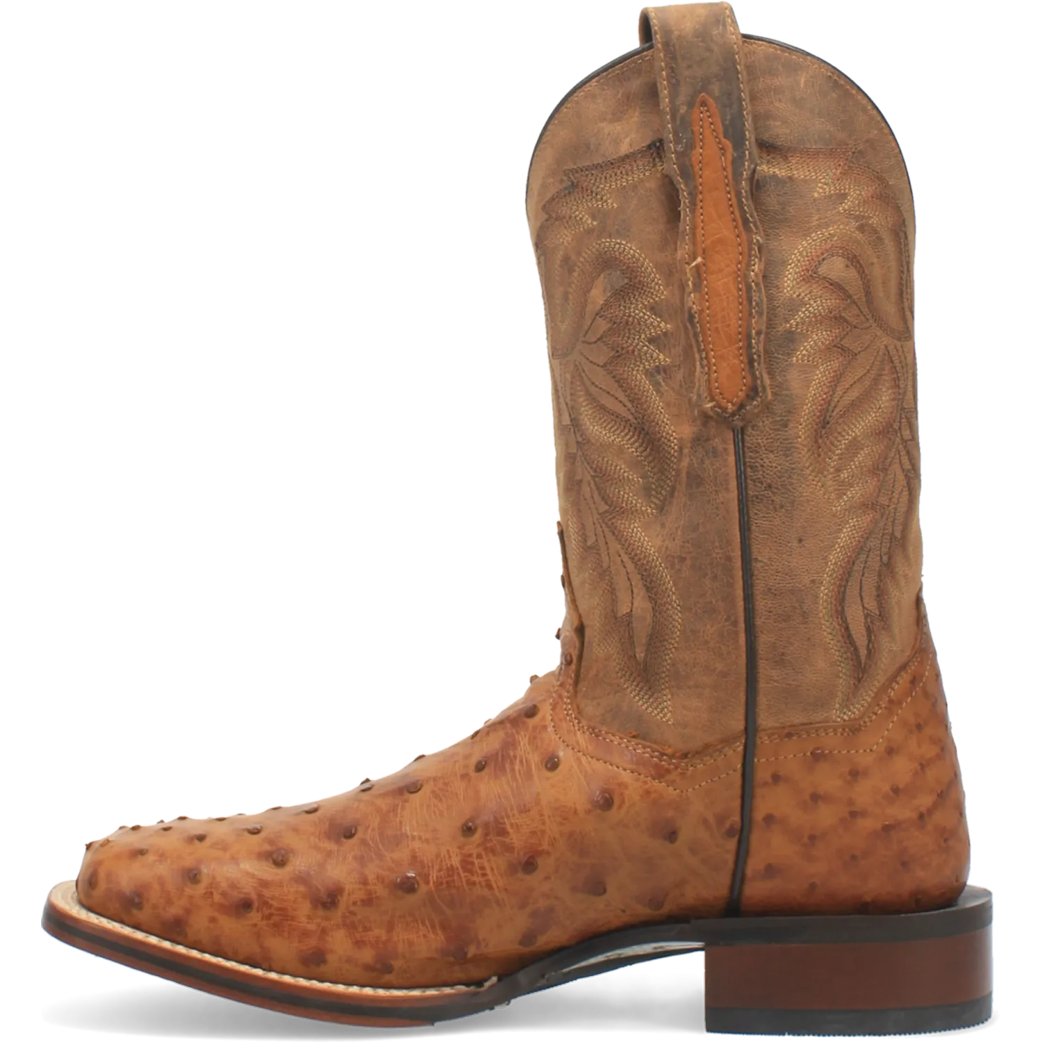 Dan Post Boots Boots Men's Alamosa Full Quill Ostrich Wide Square Toe Boots Saddle Tan Color - Dan Post Boots