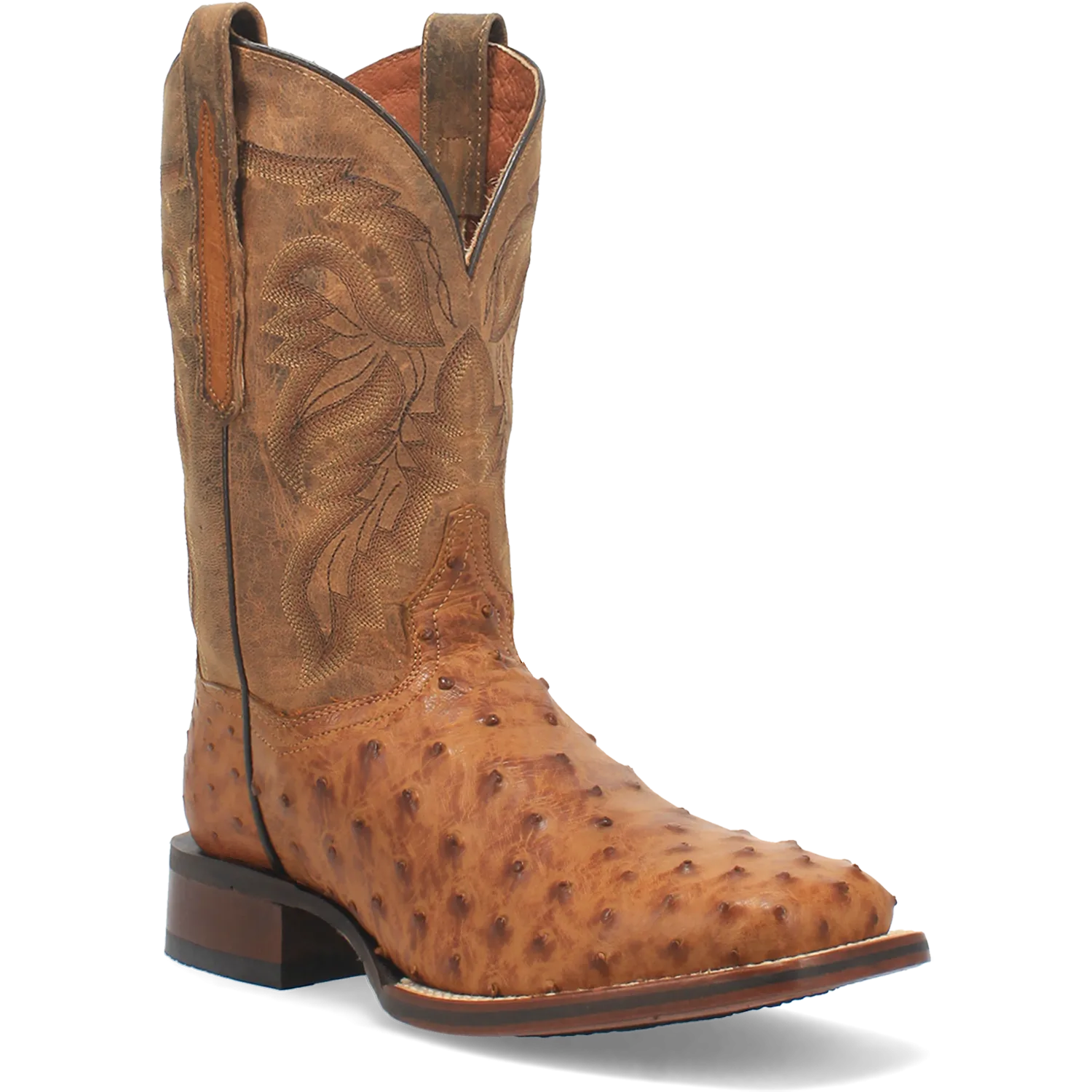 Dan Post Boots Boots Men's Alamosa Full Quill Ostrich Wide Square Toe Boots Saddle Tan Color - Dan Post Boots